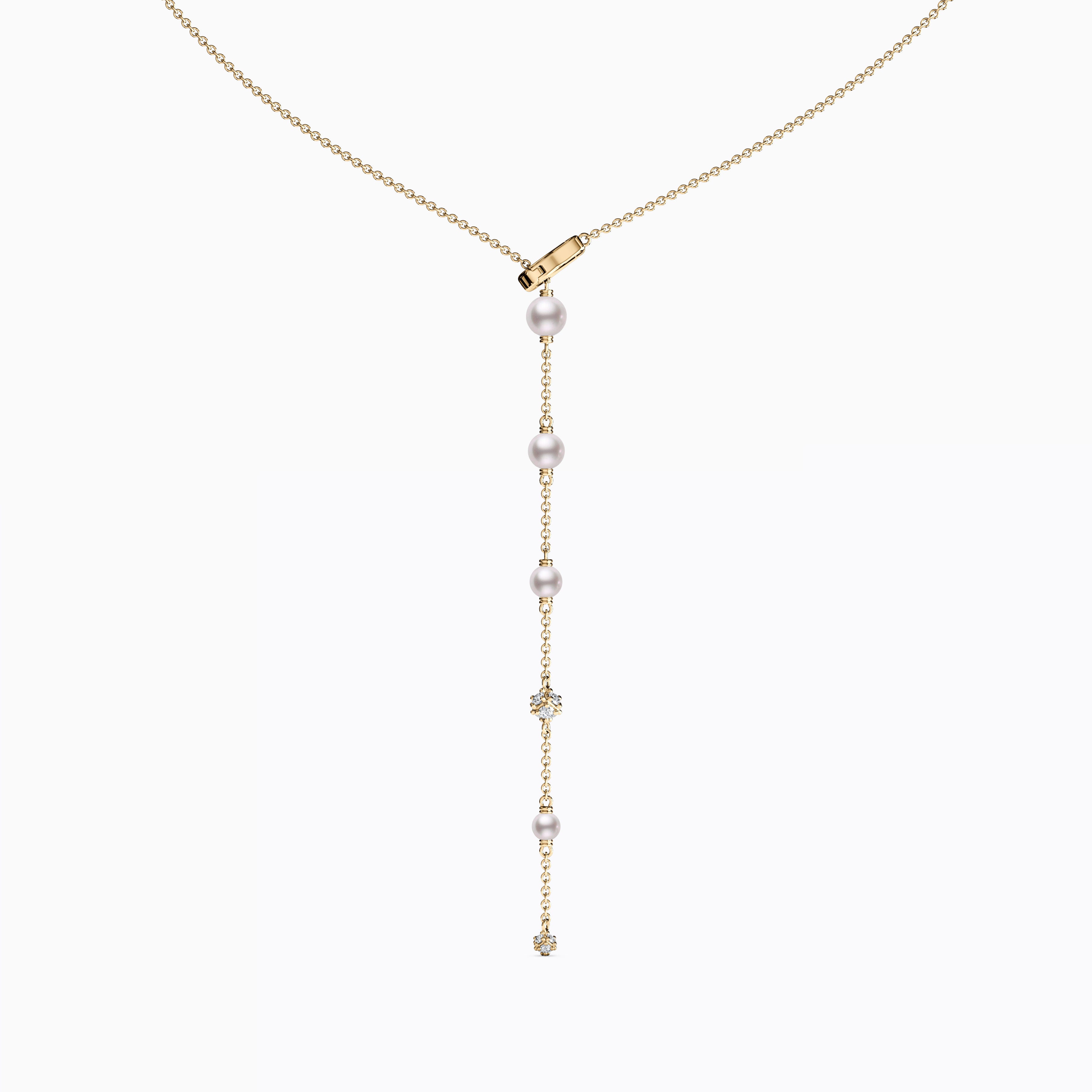 Collier pendentif en perles d'eau douce dégradées et diamants | Or 14 carats