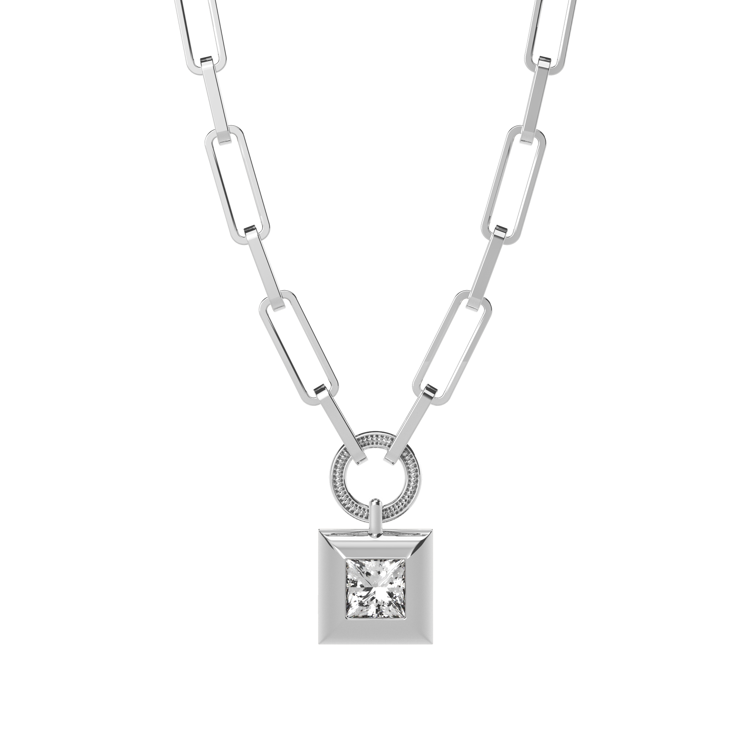 Collier trombone en diamant | Platine