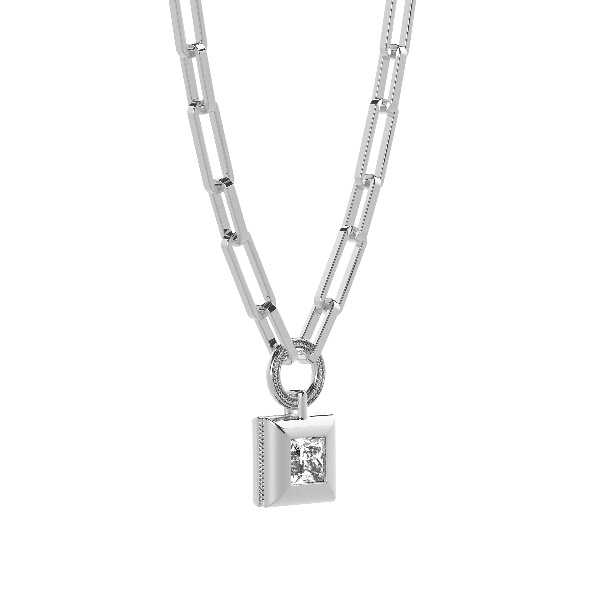 Collier trombone en diamant | Platine