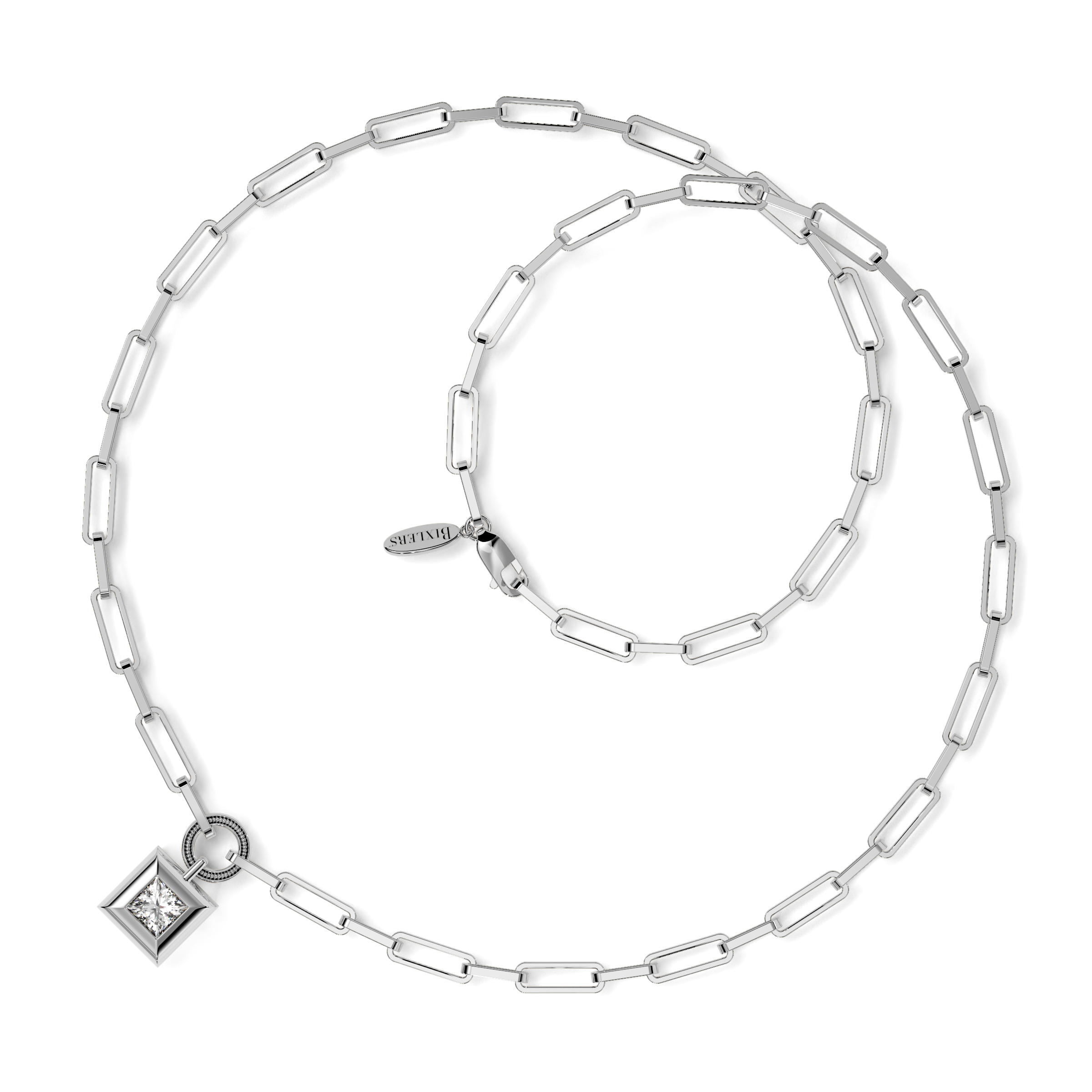 Diamond paperclip necklace | Platinum