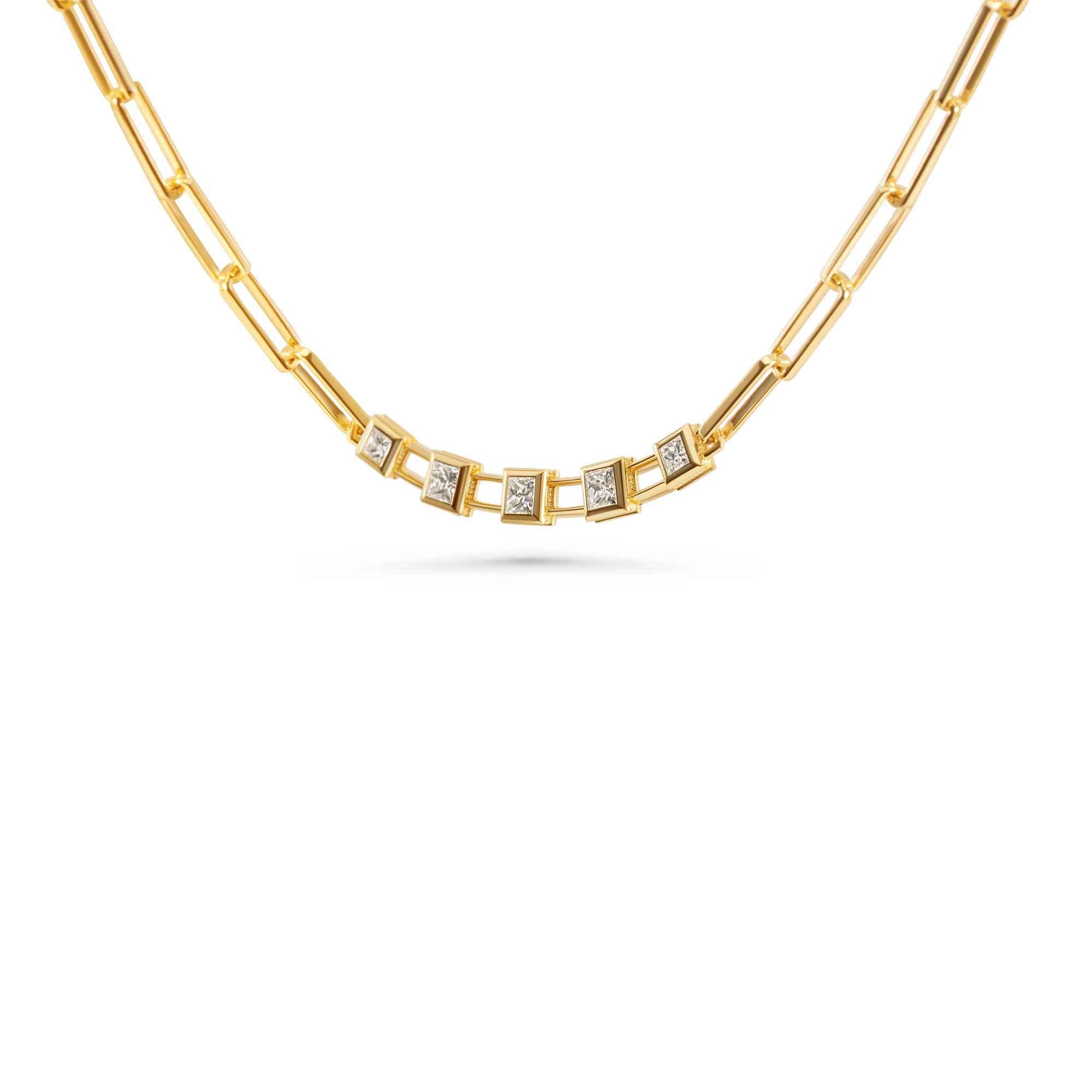 Collier trombone en or 18 carats et diamants