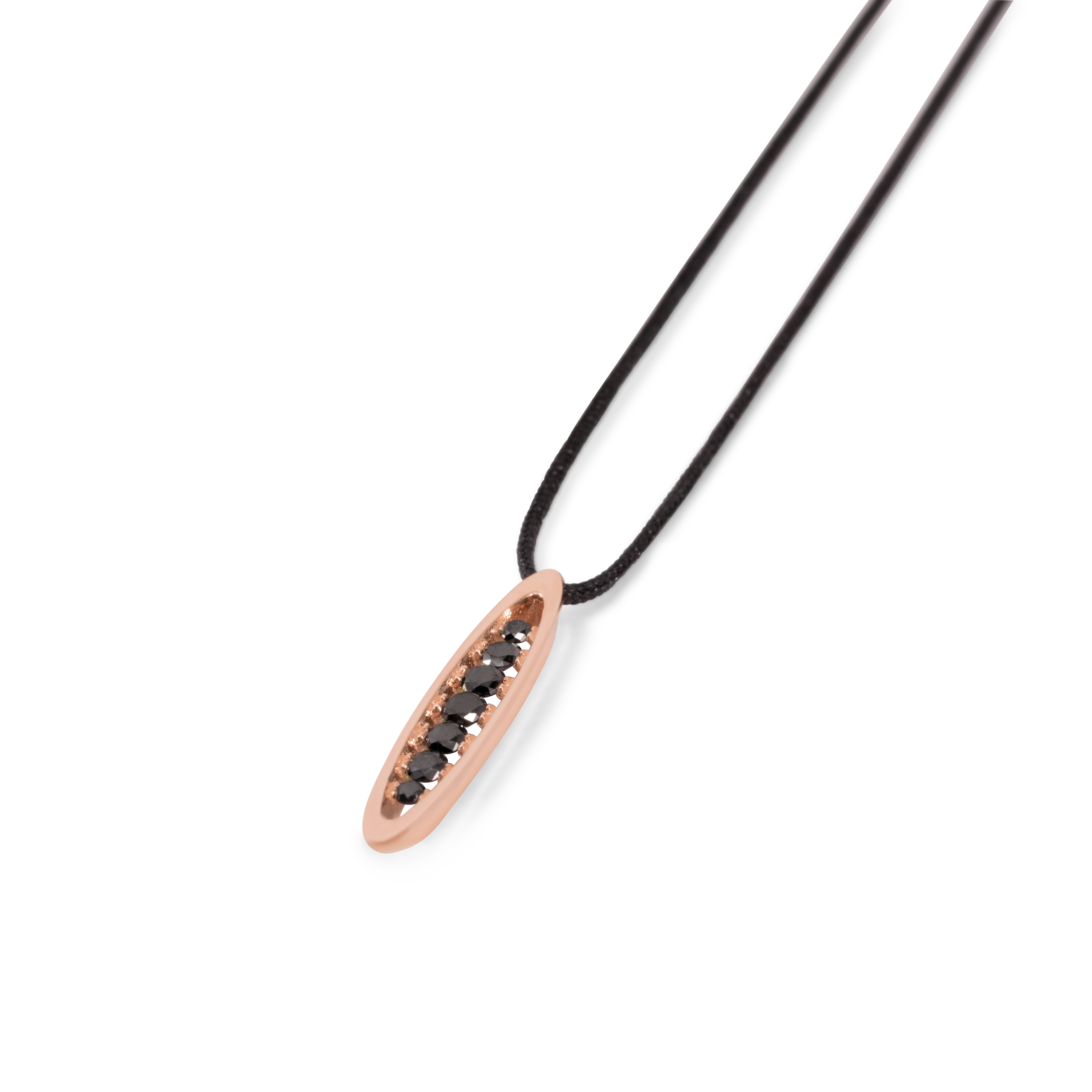 Collier en or 14 carats avec diamant noir flottant