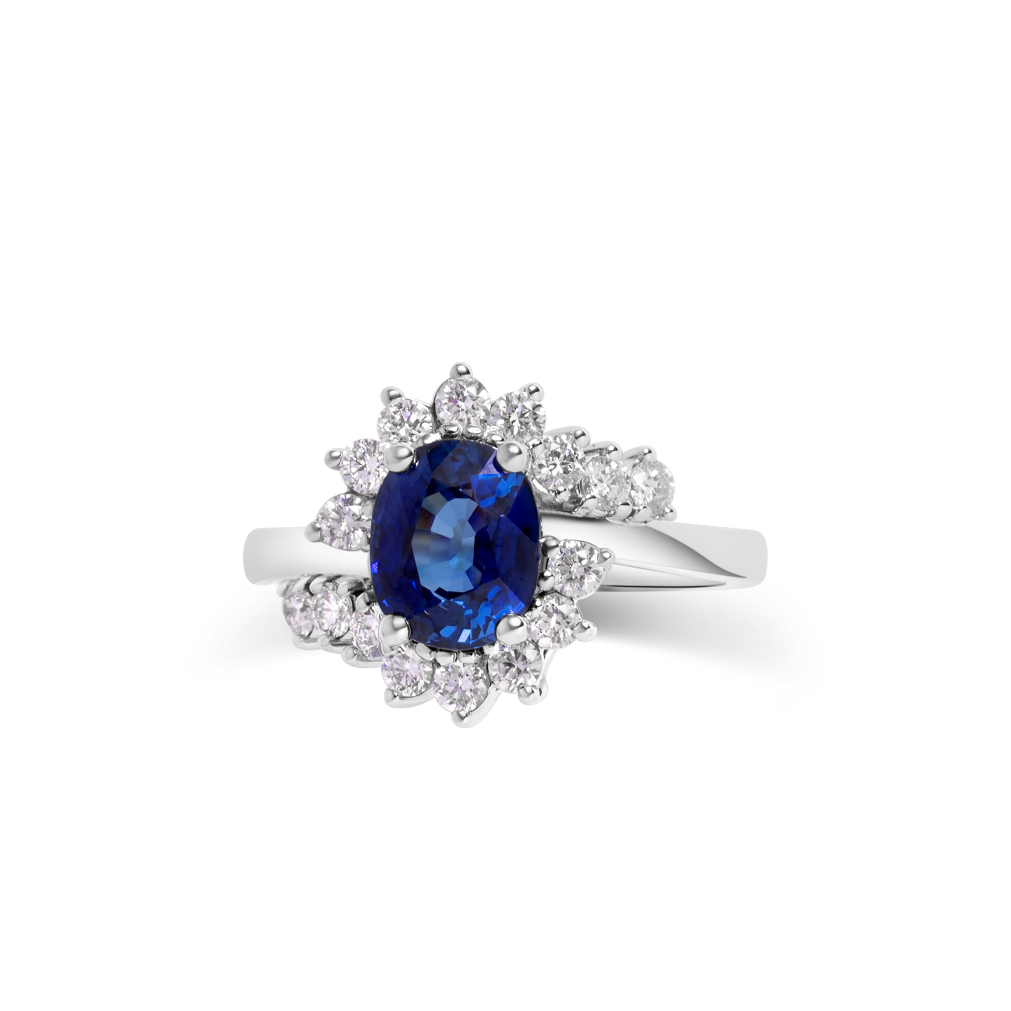 Blue Sapphire & Diamond Ring | 14K Gold