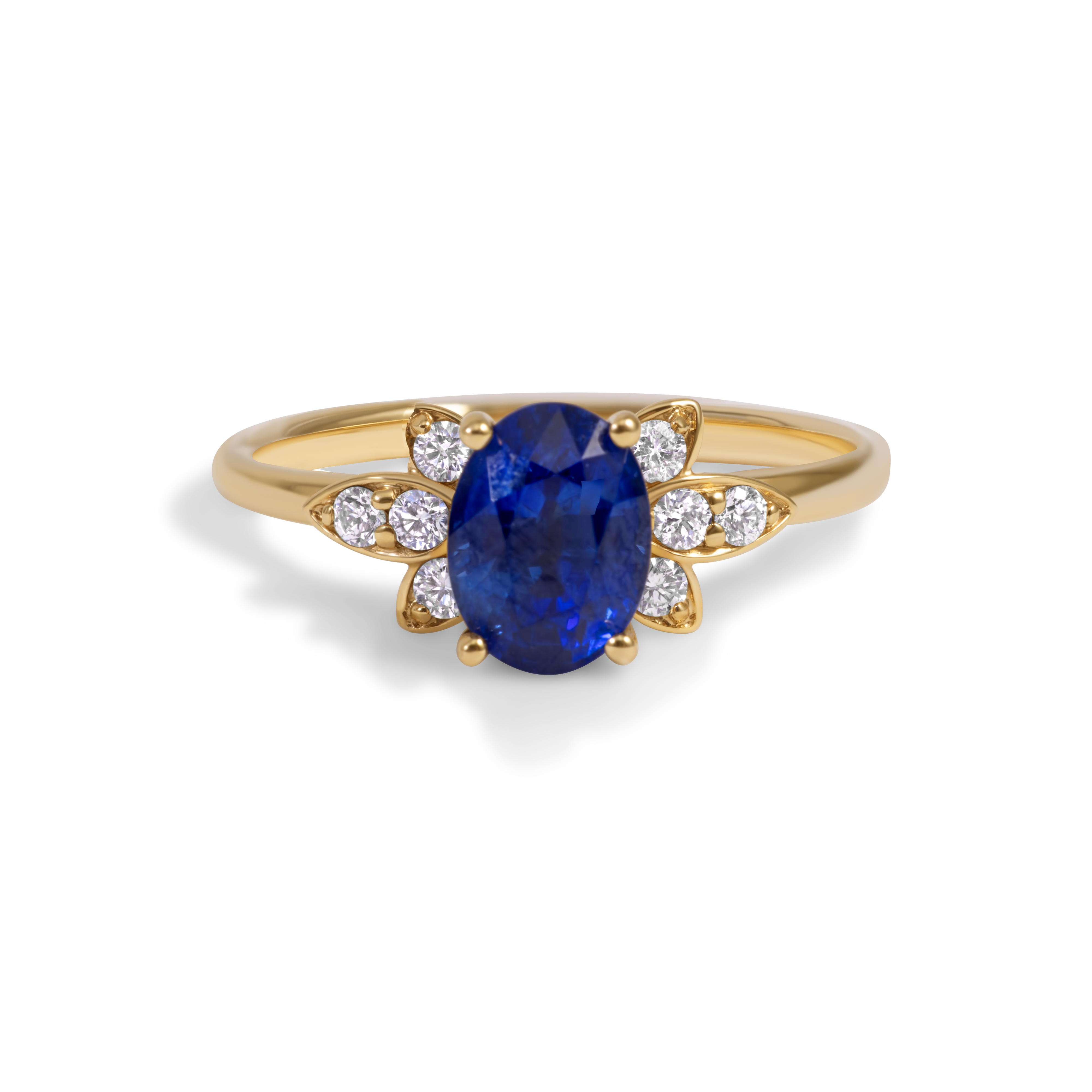 Blue Sapphire & Diamond Ring | 14K Gold