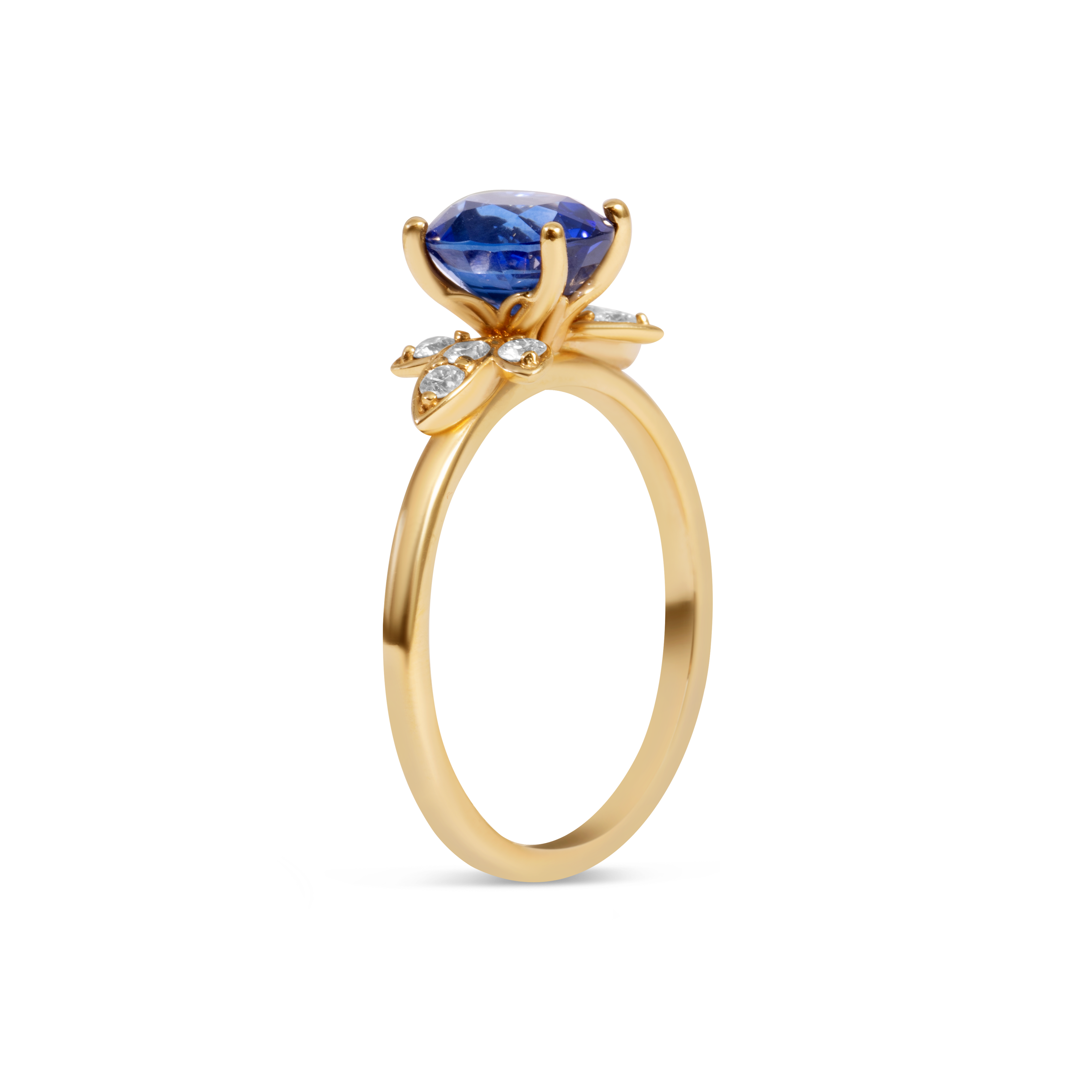 Blue Sapphire & Diamond Ring | 14K Gold