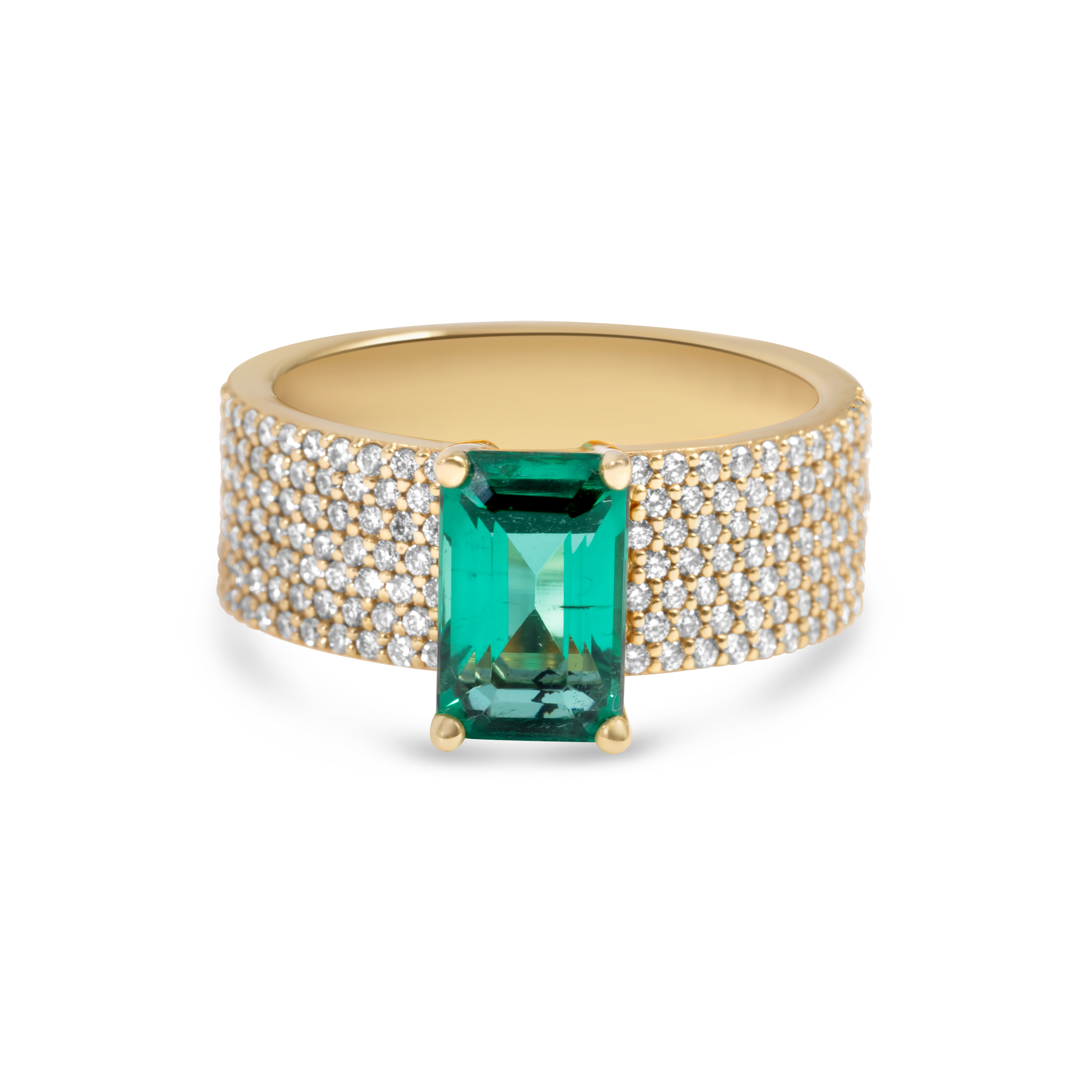 Emerald & Diamond Ring | 14K Gold