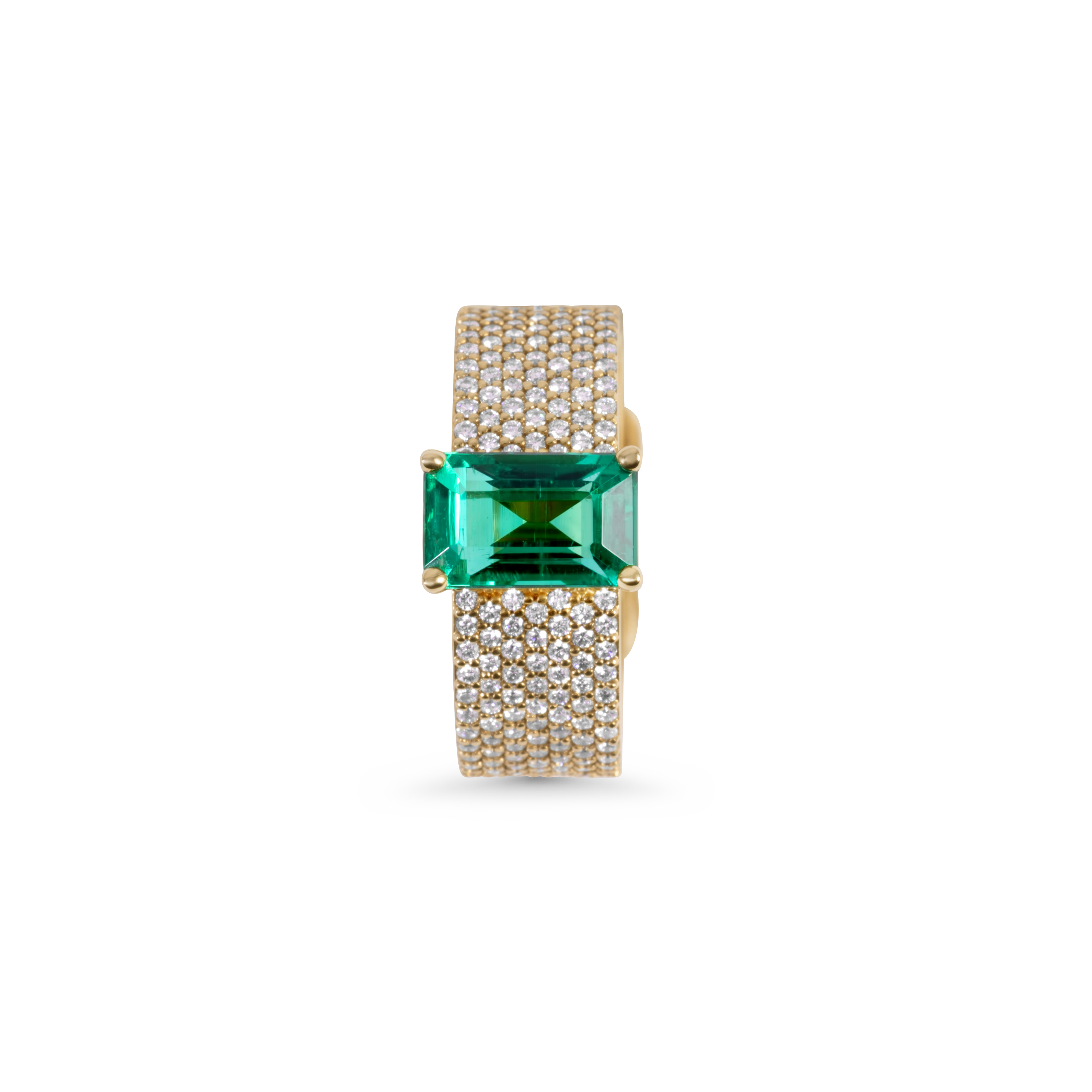 Emerald & Diamond Ring | 14K Gold