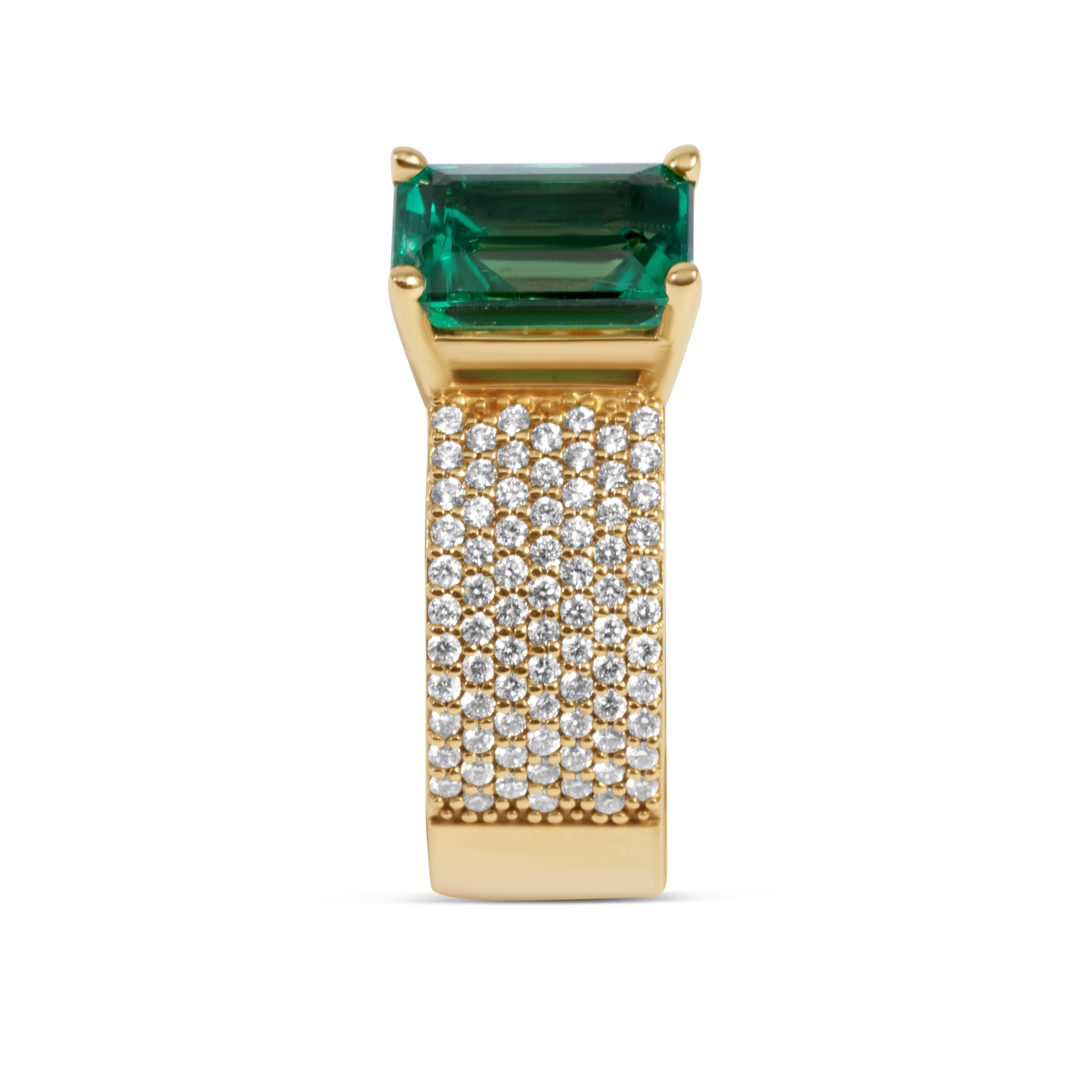 Emerald & Diamond Ring | 14K Gold
