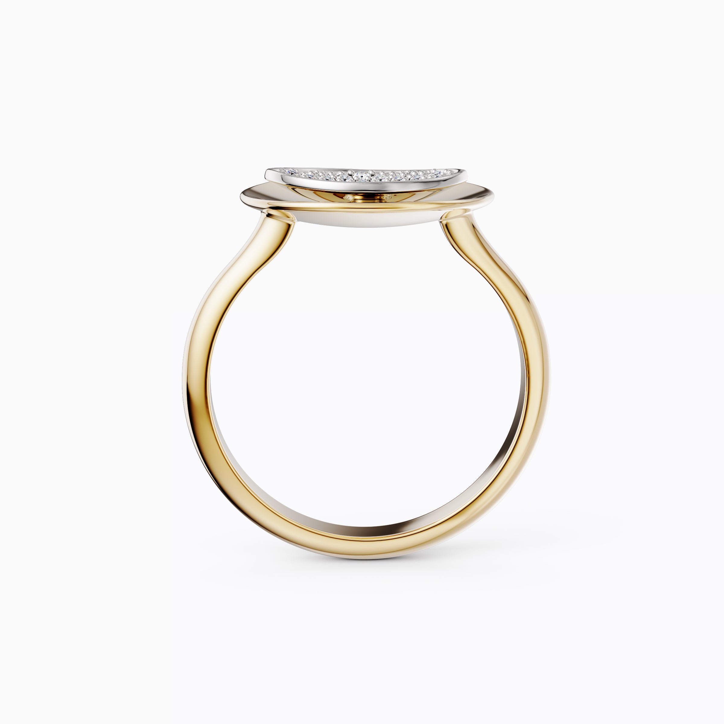 Bague bicolore en or 18 carats et platine, sertie d'un diamant flottant
