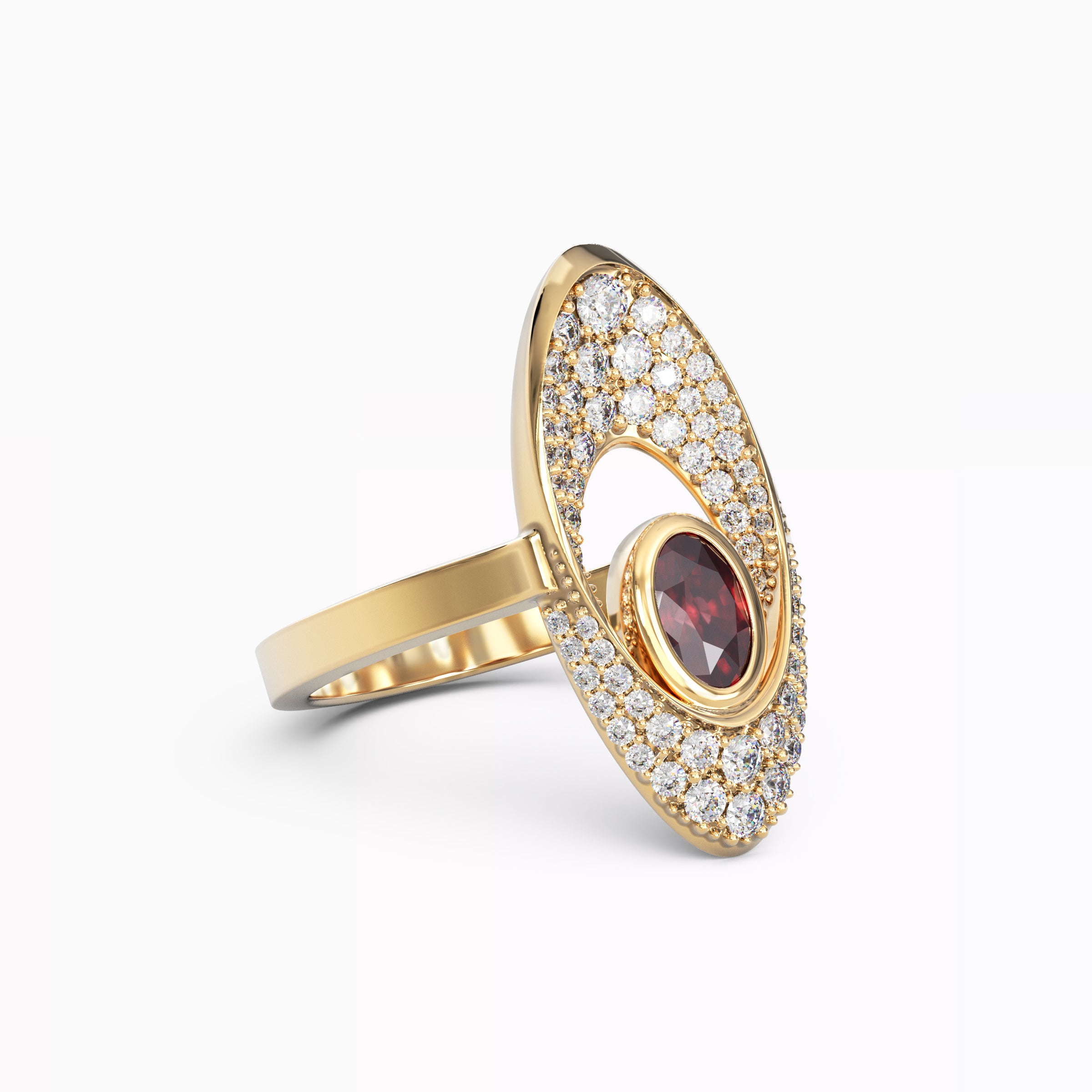 Diamond and Precious Ruby Ring | 18K Gold