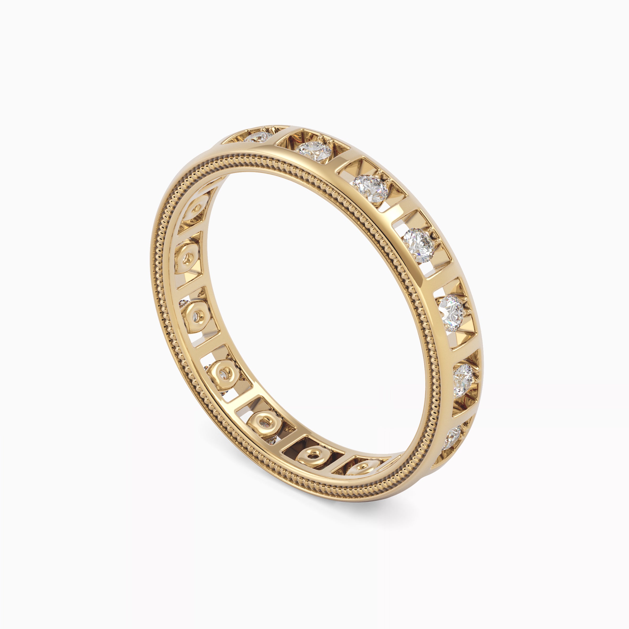 Bague sertie de diamants en canal | Or 18 carats