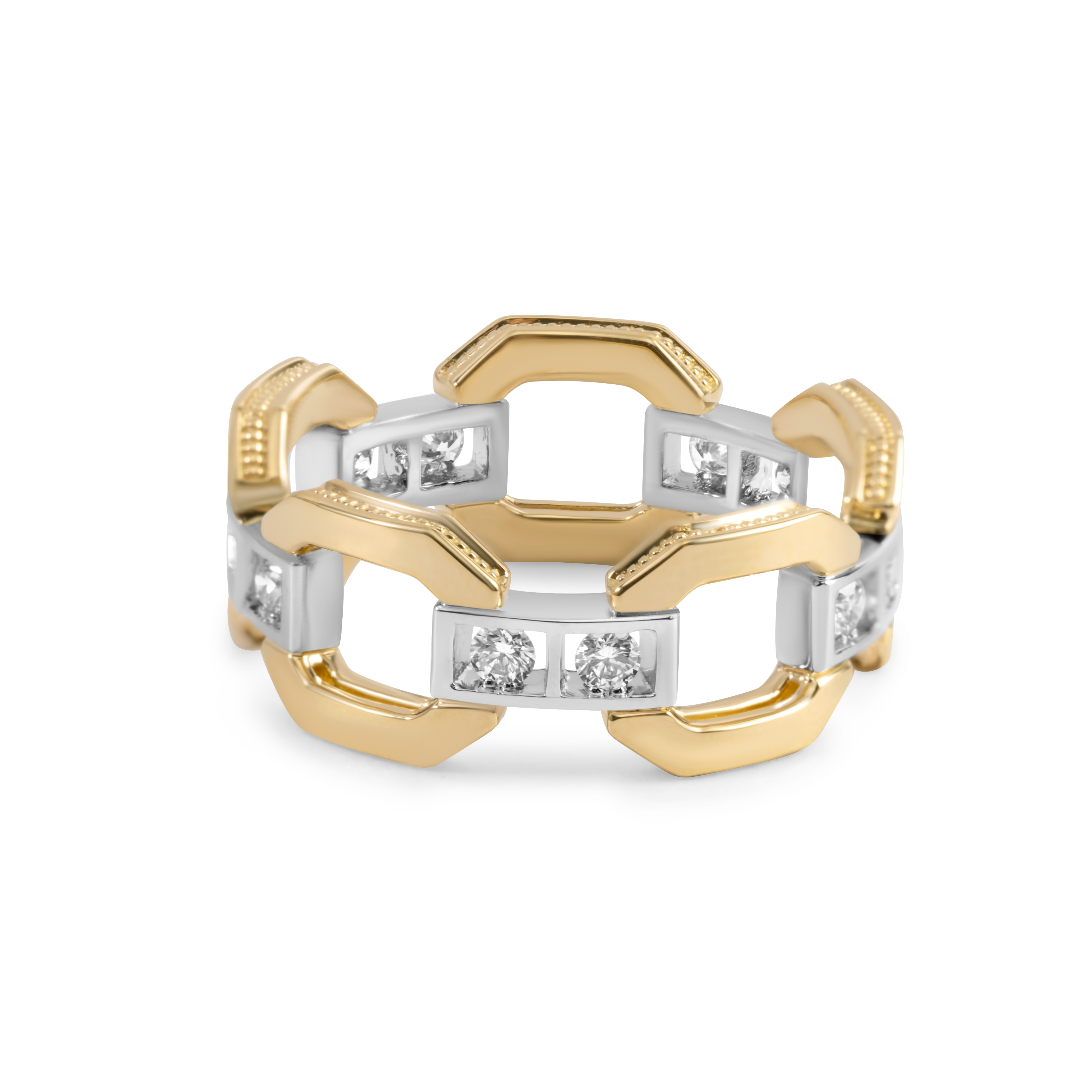 Bague à maillons en métaux mixtes | Or 18 carats et platine