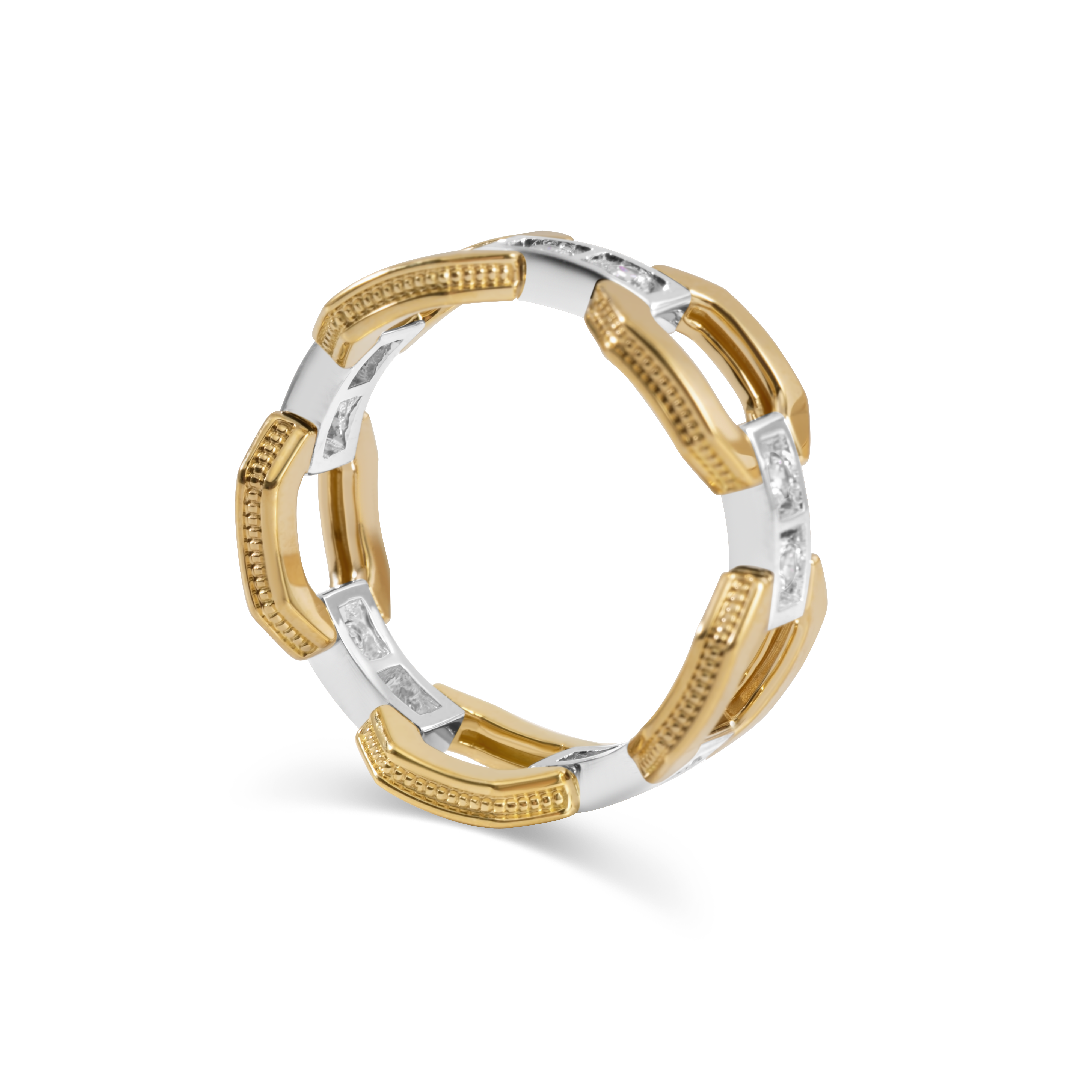 Bague à maillons en métaux mixtes | Or 18 carats et platine