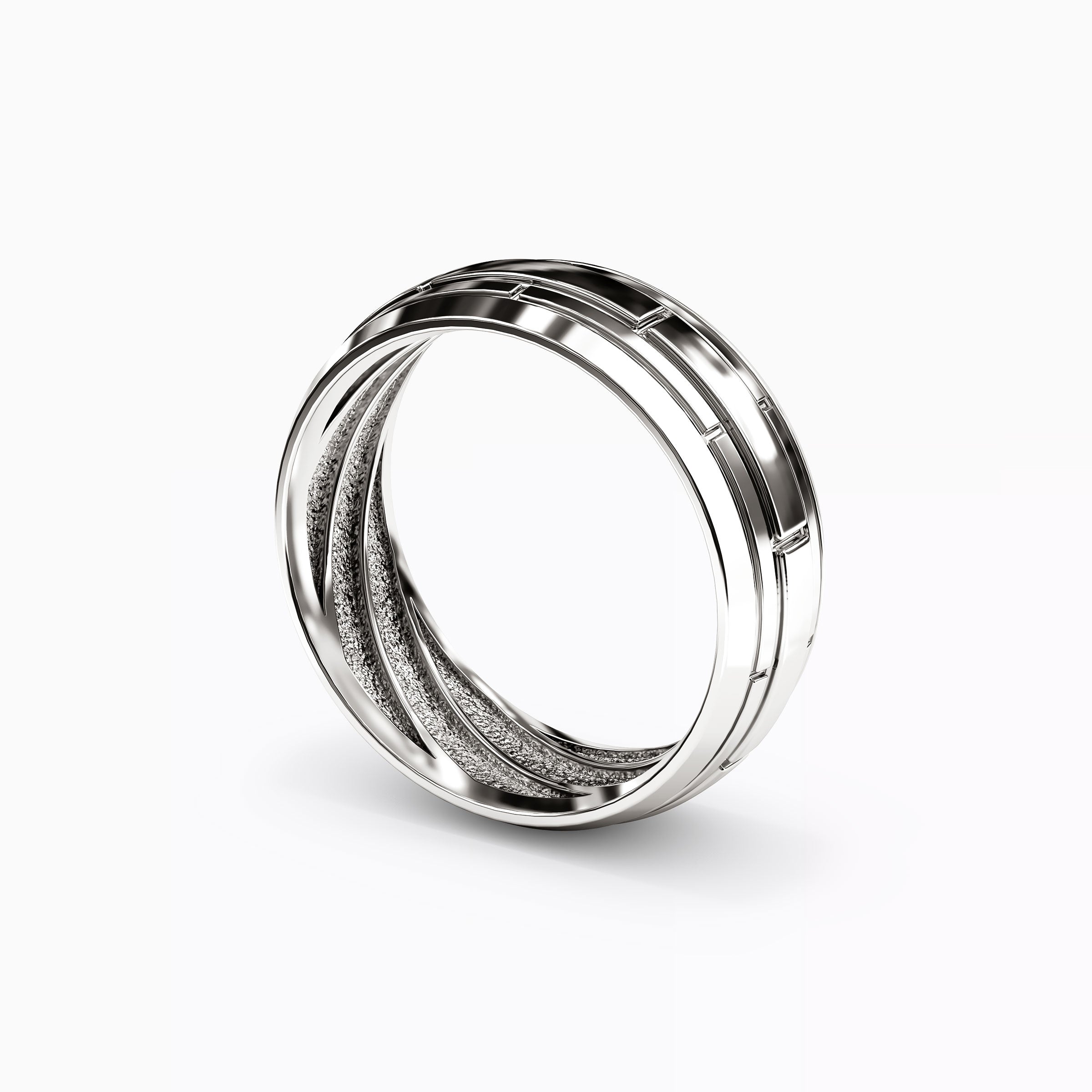 Alliance en or 18 carats à motif brique