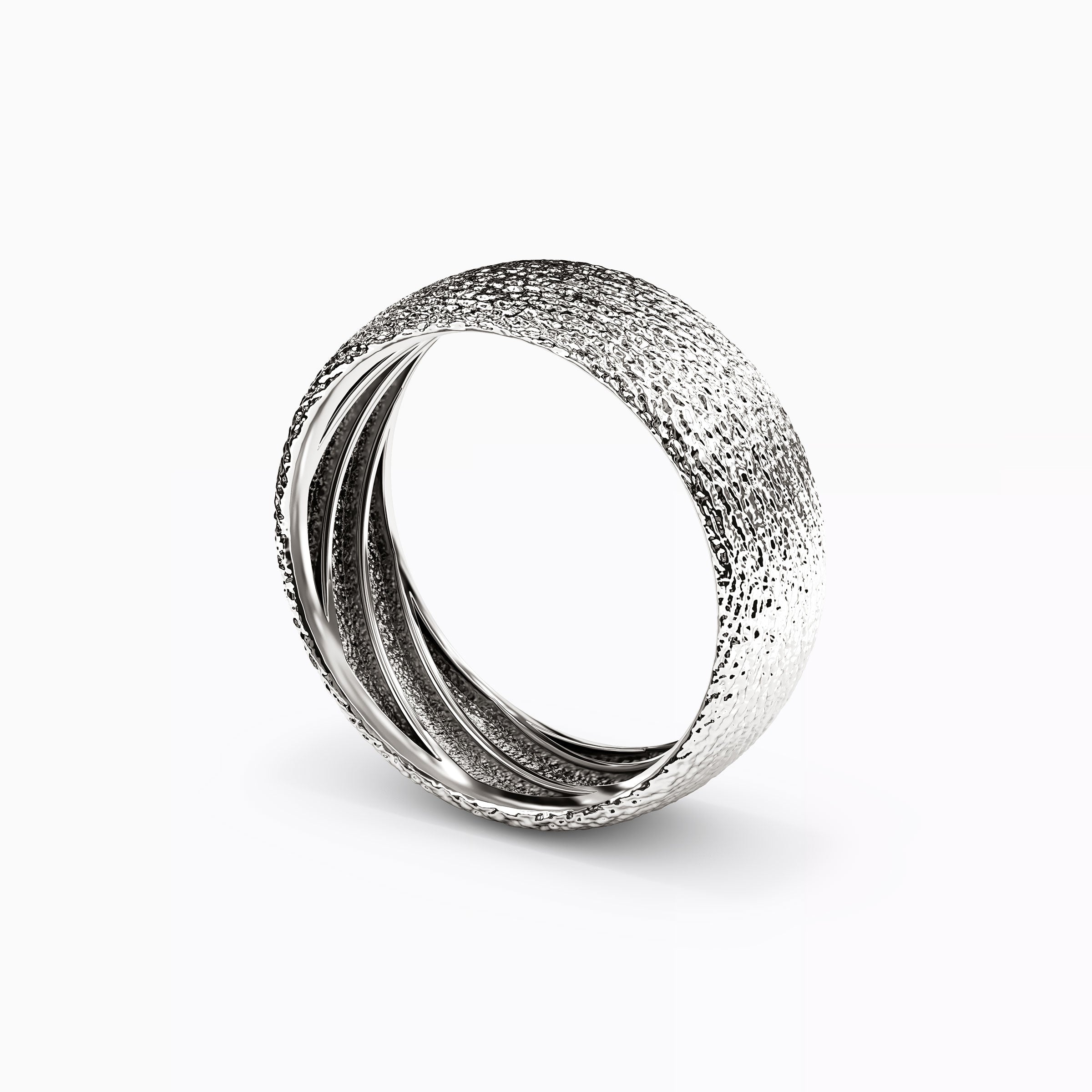 Alliance en or 18 carats à texture quadrillée