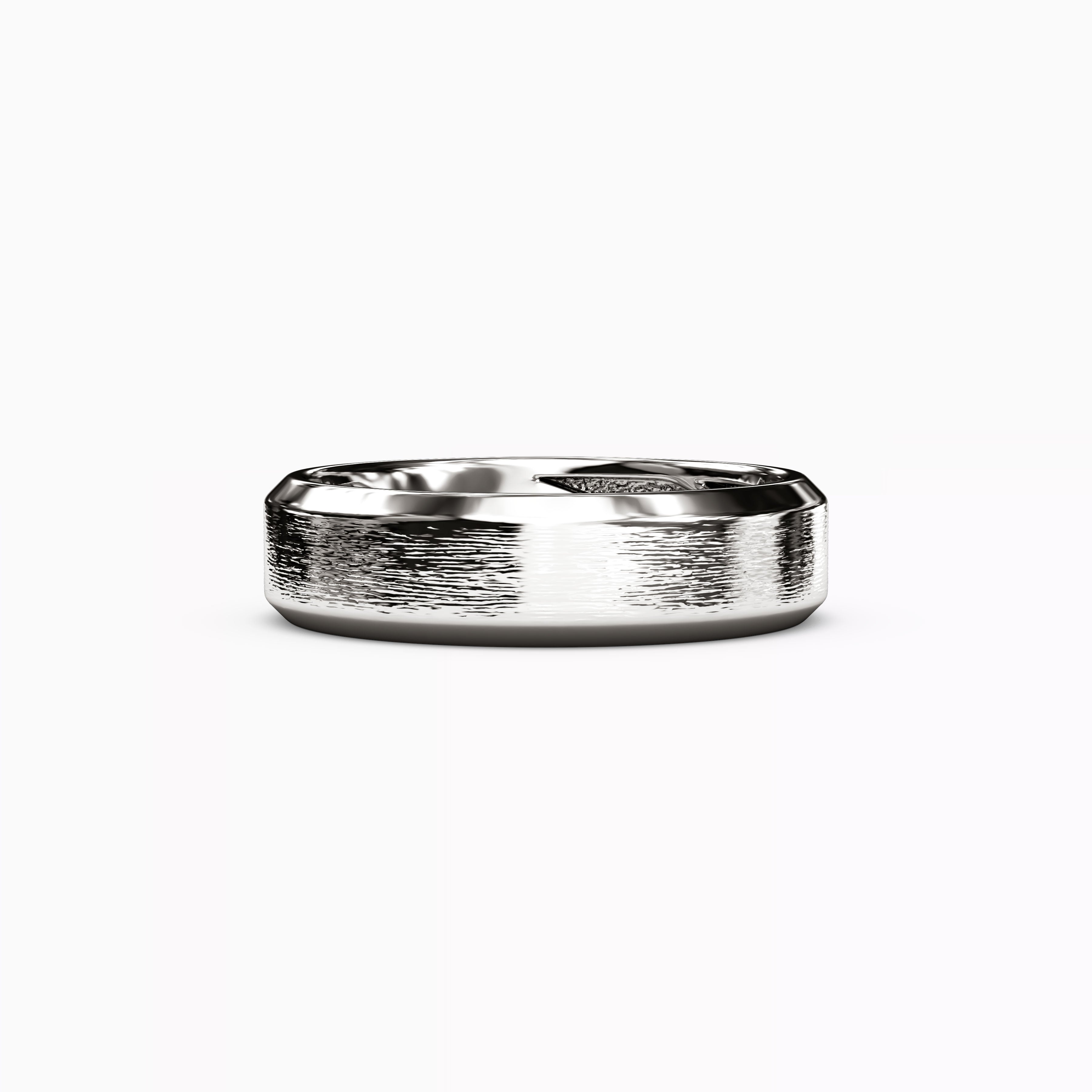 Sandpaper Finish Wedding Band in 18K Gold