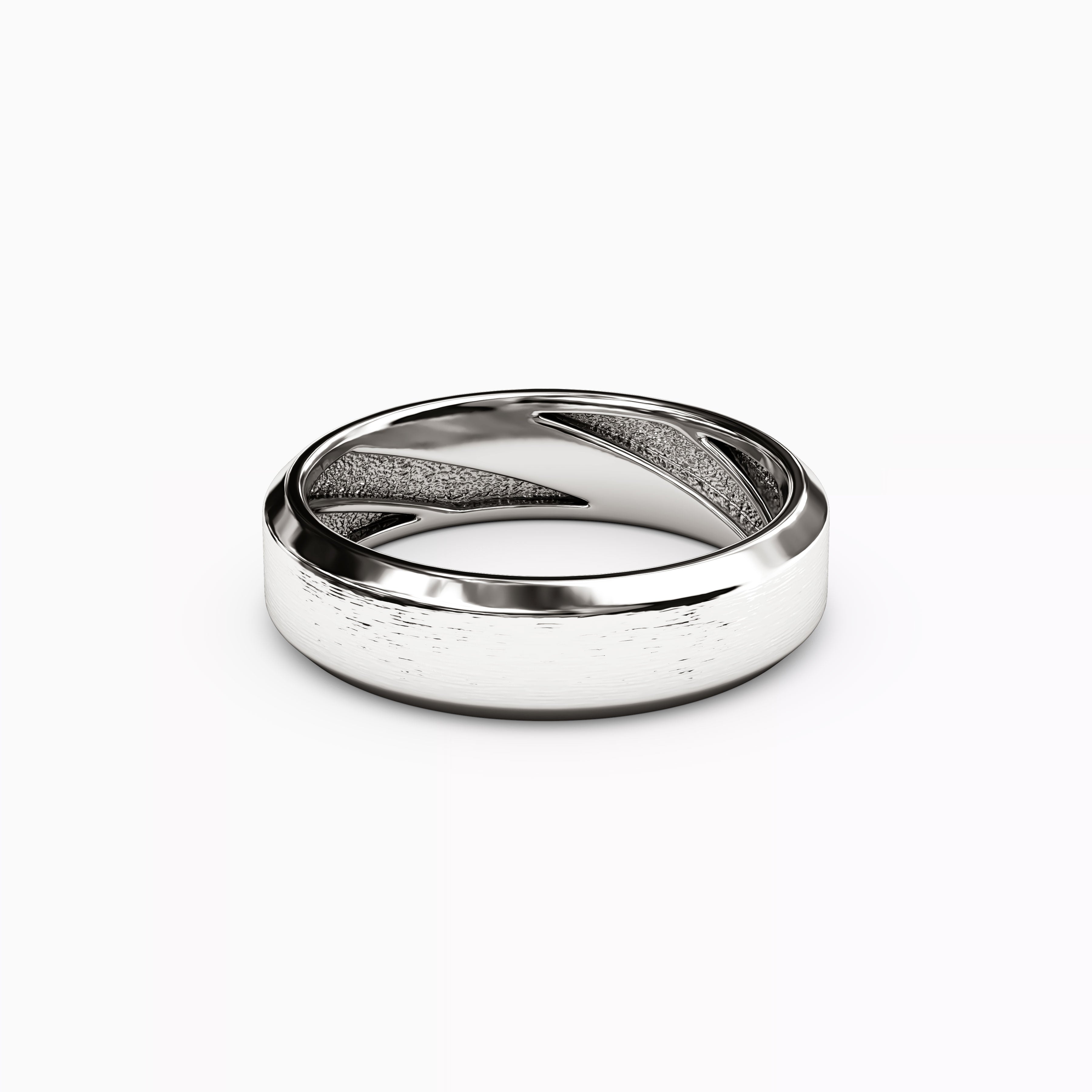 Sandpaper Finish Wedding Band in 18K Gold