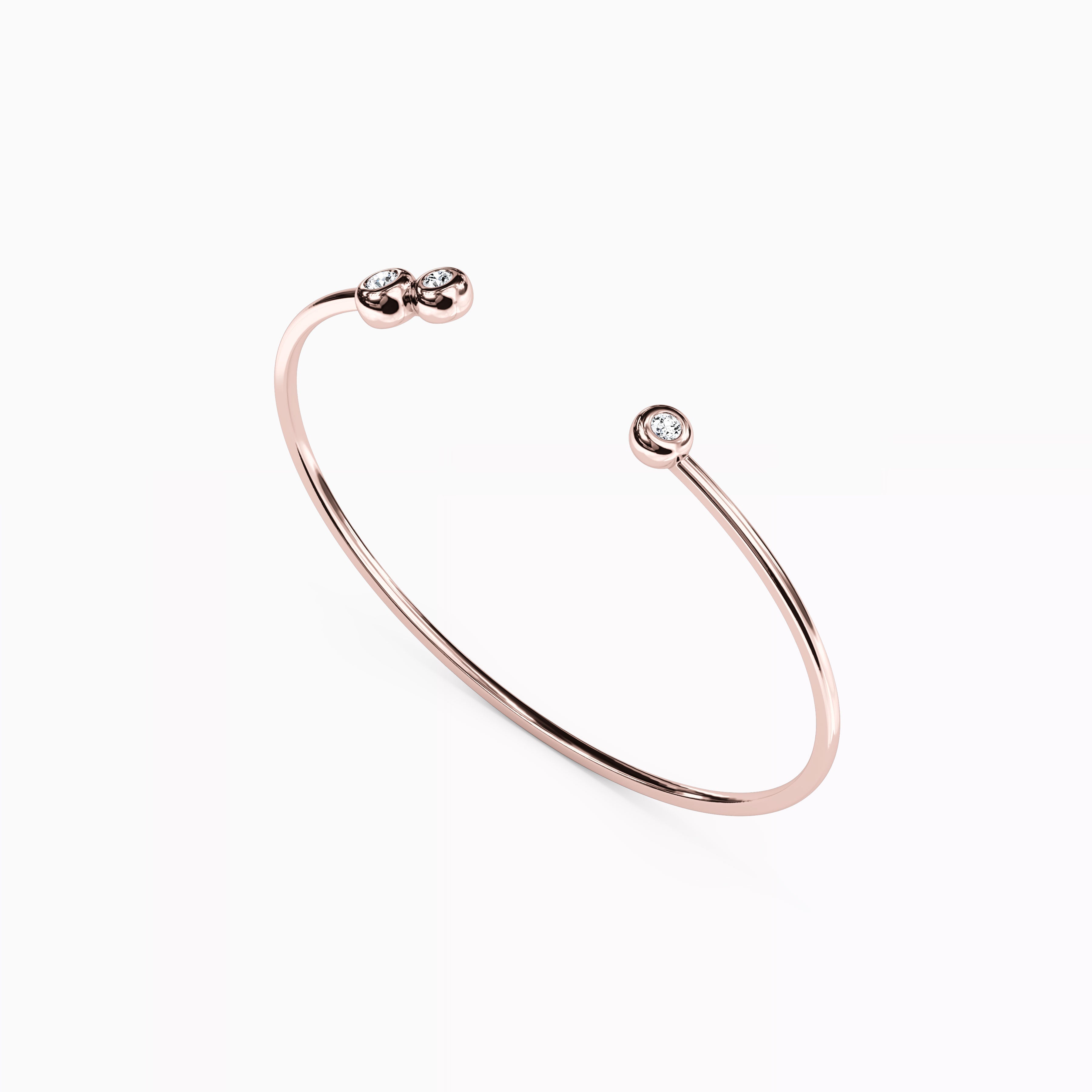 Diamond Three Bezel Cuff | 14K Gold