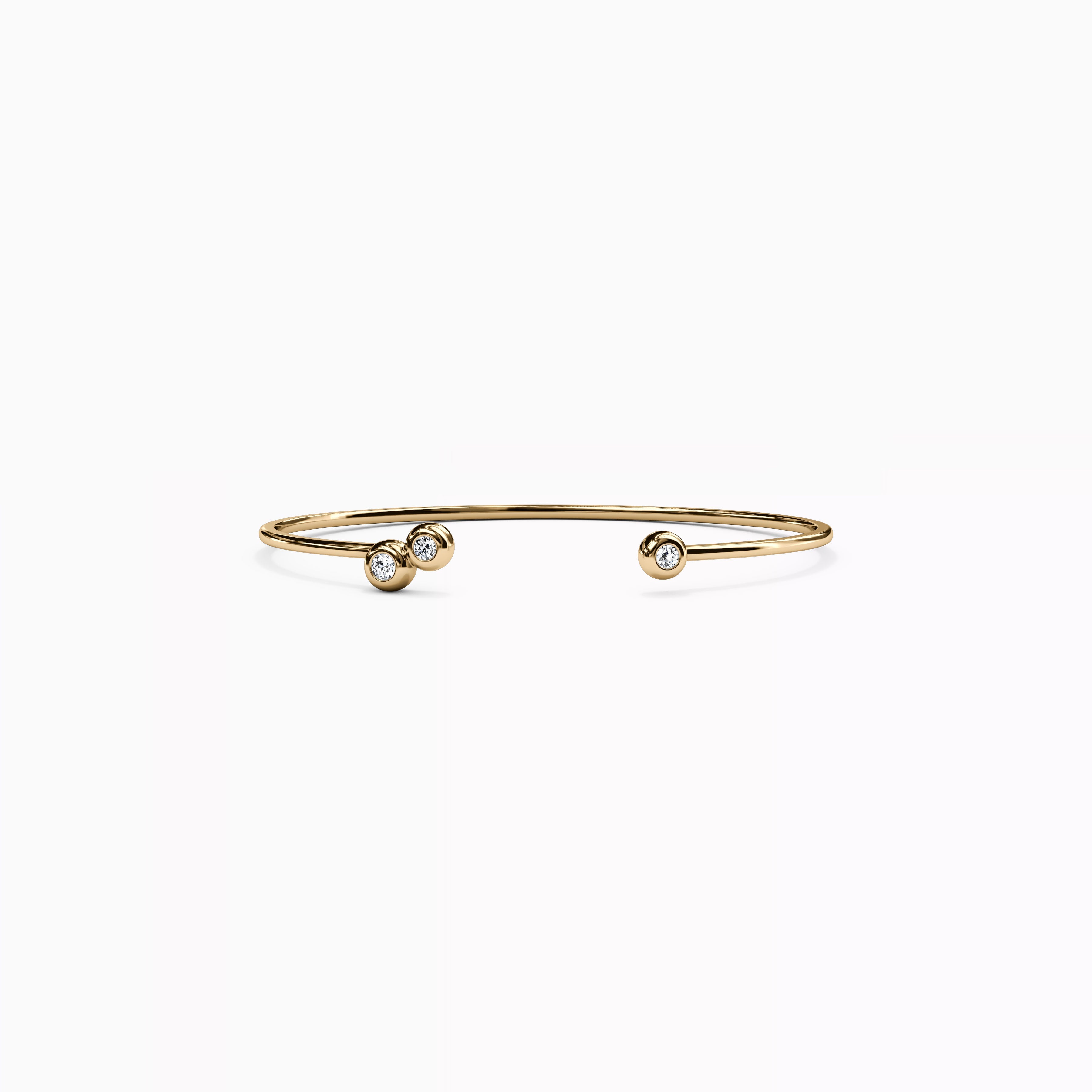 Diamond Three Bezel Cuff | 14K Gold