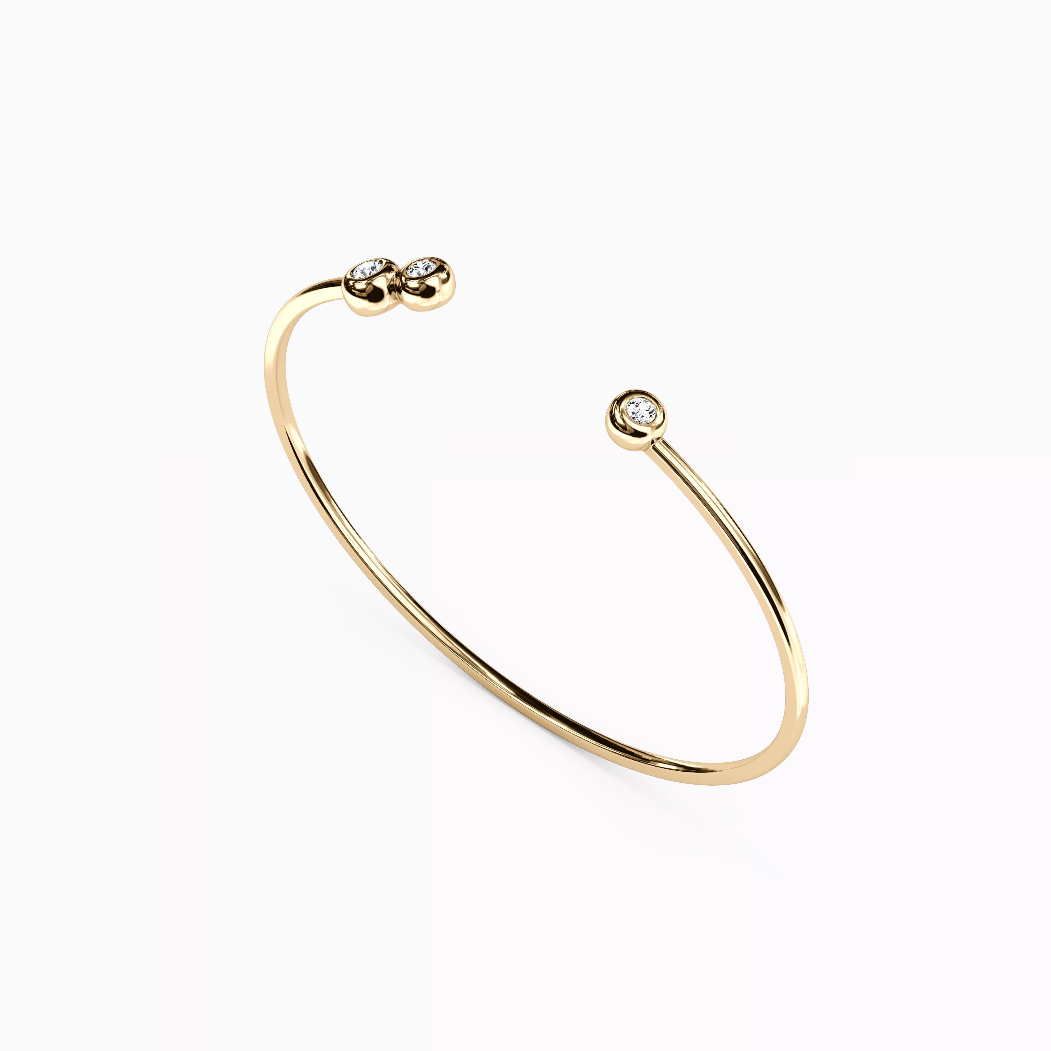 Diamond Three Bezel Cuff | 14K Gold