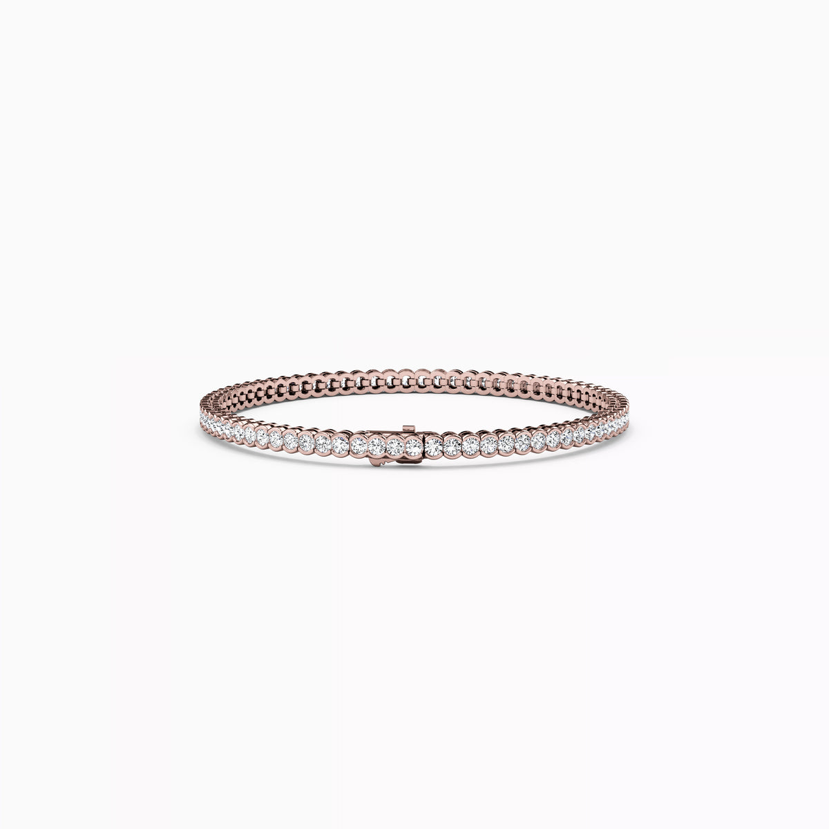 Bracelet de tennis en or 14 carats serti de diamants (3,33 carats au total).