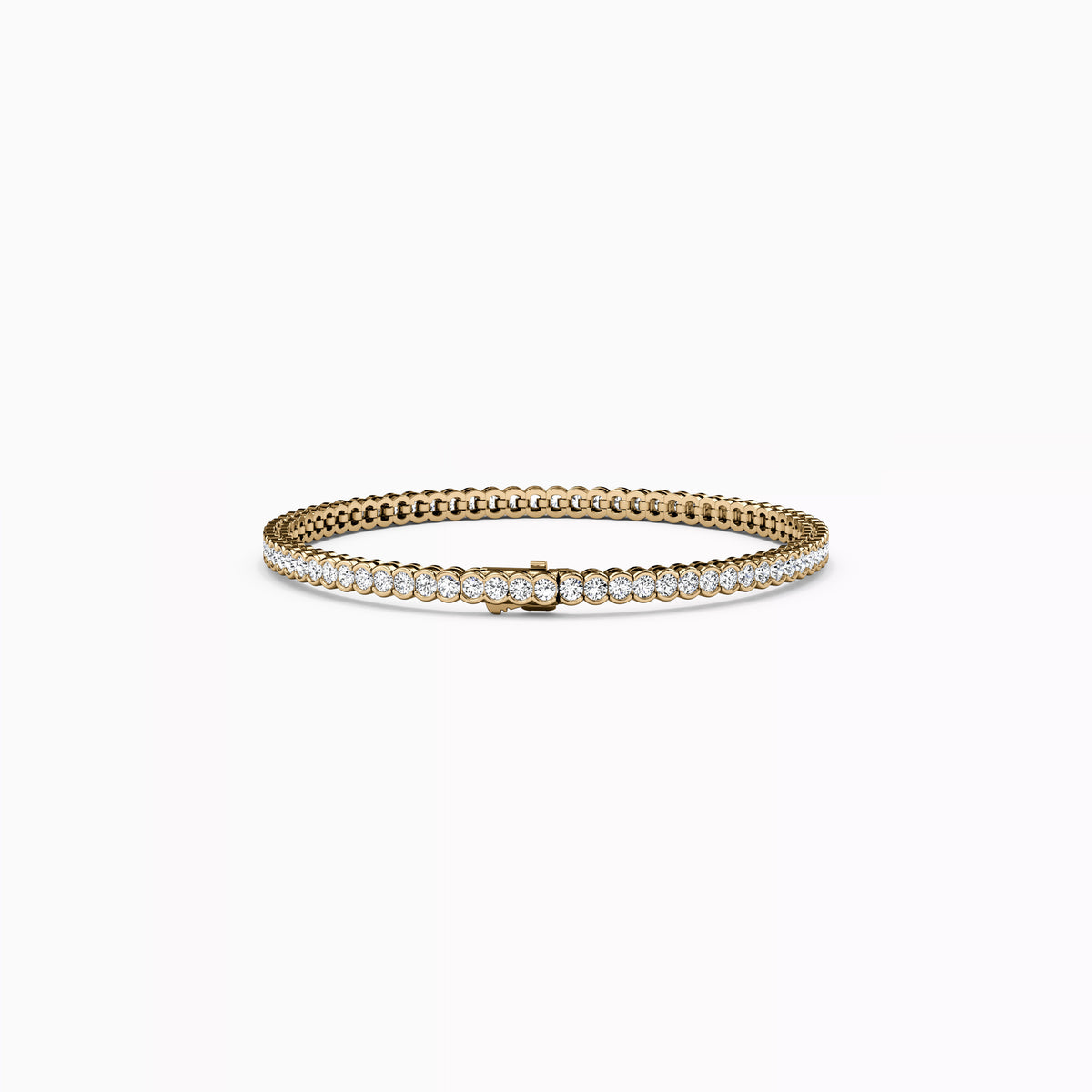 Bracelet de tennis en or 14 carats serti de diamants (3,33 carats au total).
