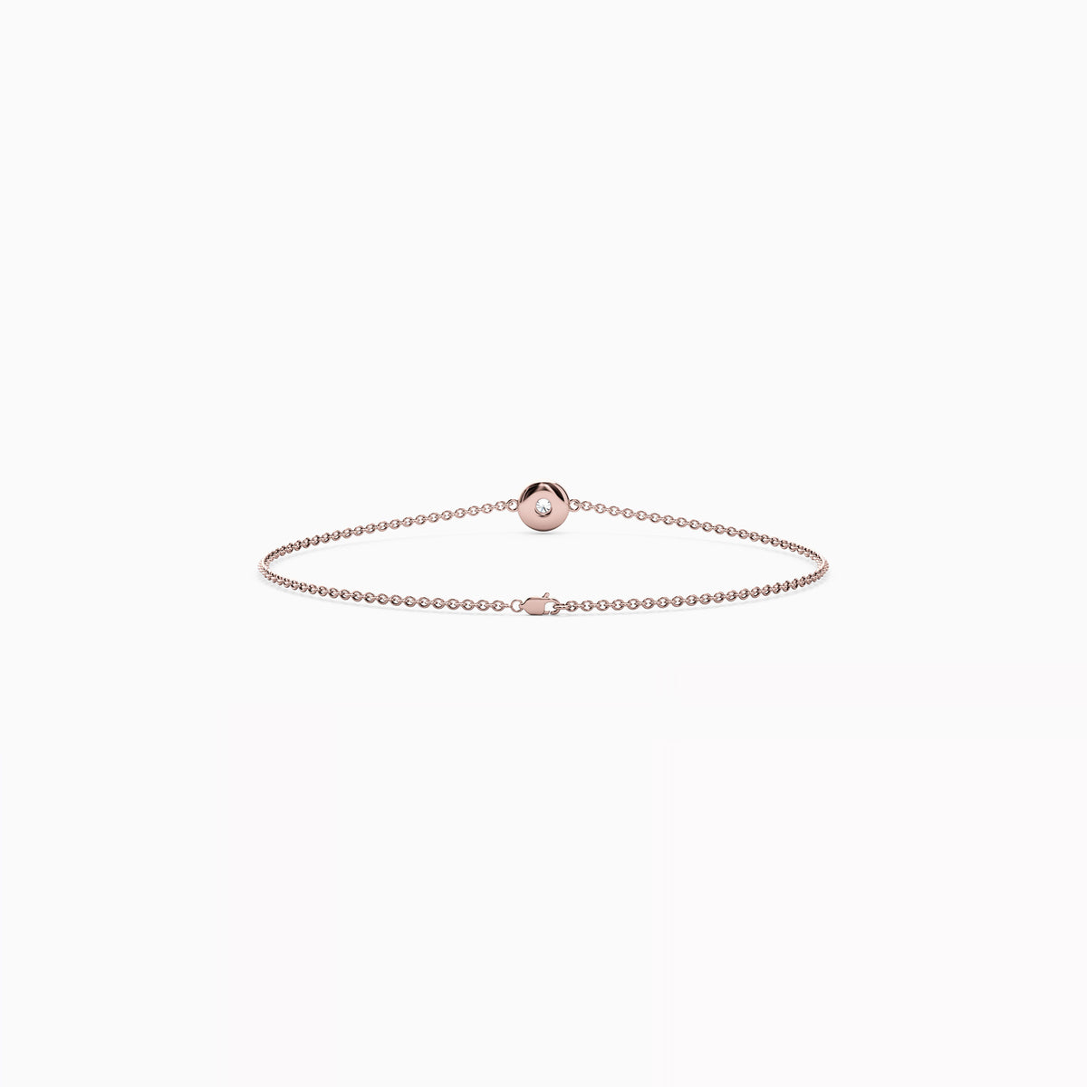 Bracelet chaîne serti d'un diamant simple en or 14 carats