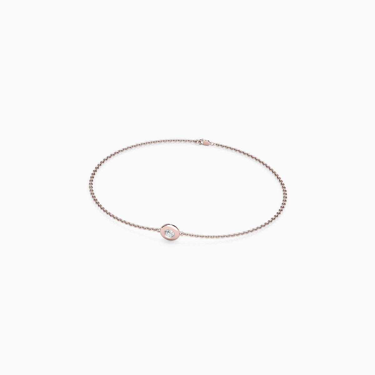 Bracelet chaîne serti d'un diamant simple en or 14 carats