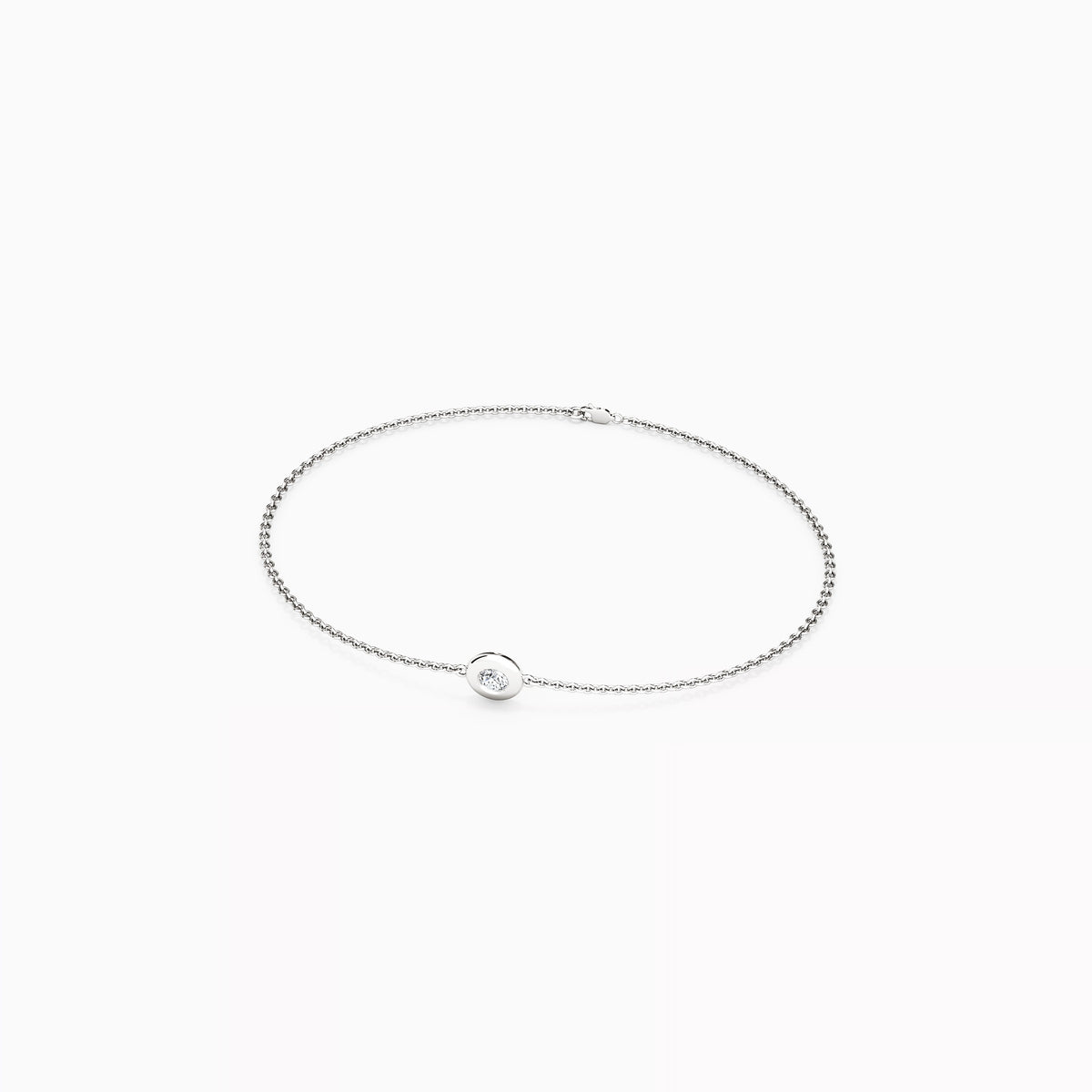 Bracelet chaîne serti d'un diamant simple en or 14 carats