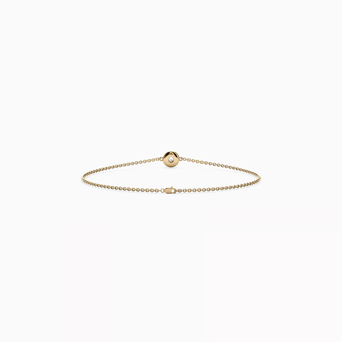 Bracelet chaîne serti d'un diamant simple en or 14 carats