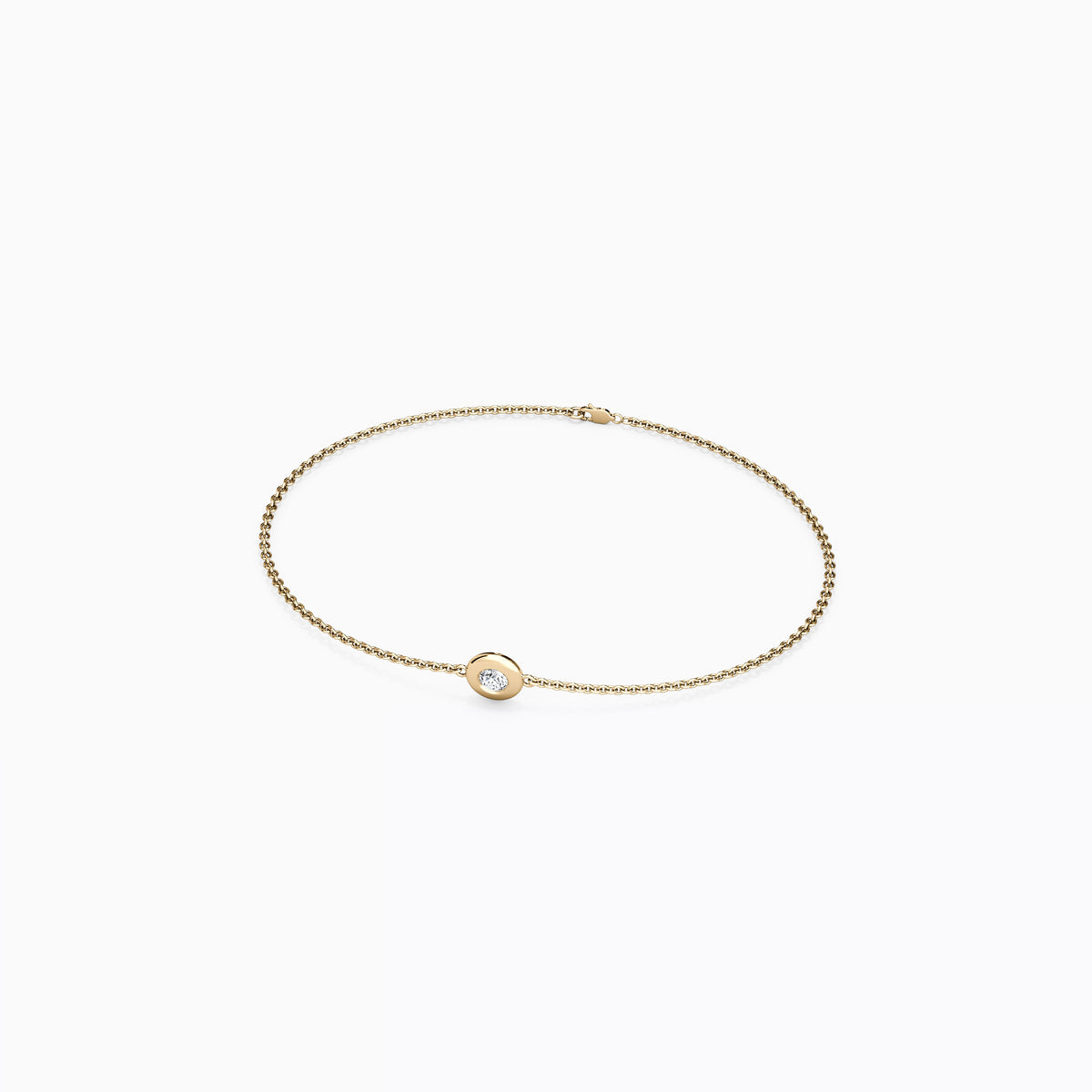 Bracelet chaîne serti d'un diamant simple en or 14 carats