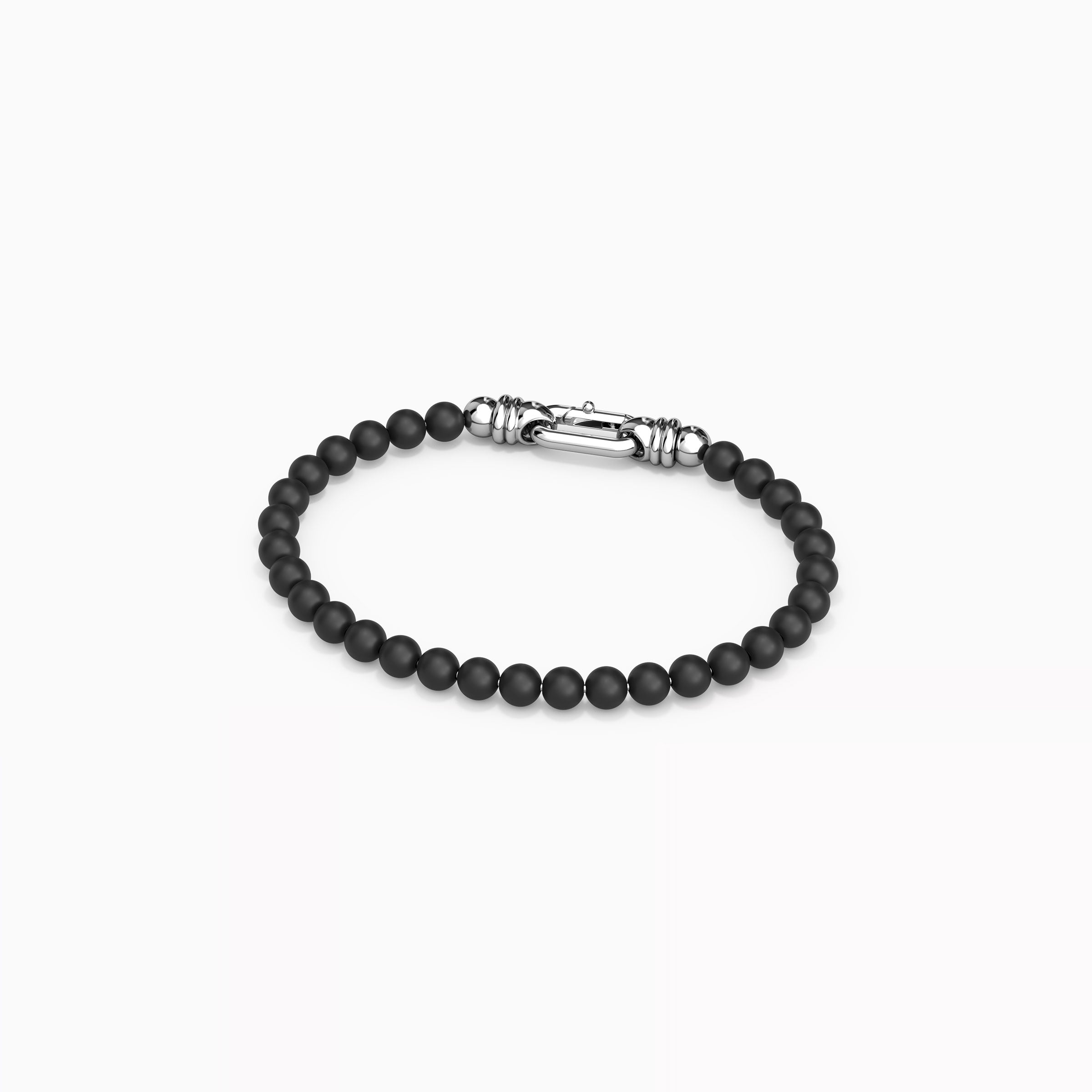 Bracelet à boucle en perles d'onyx sur argent sterling 6 mm