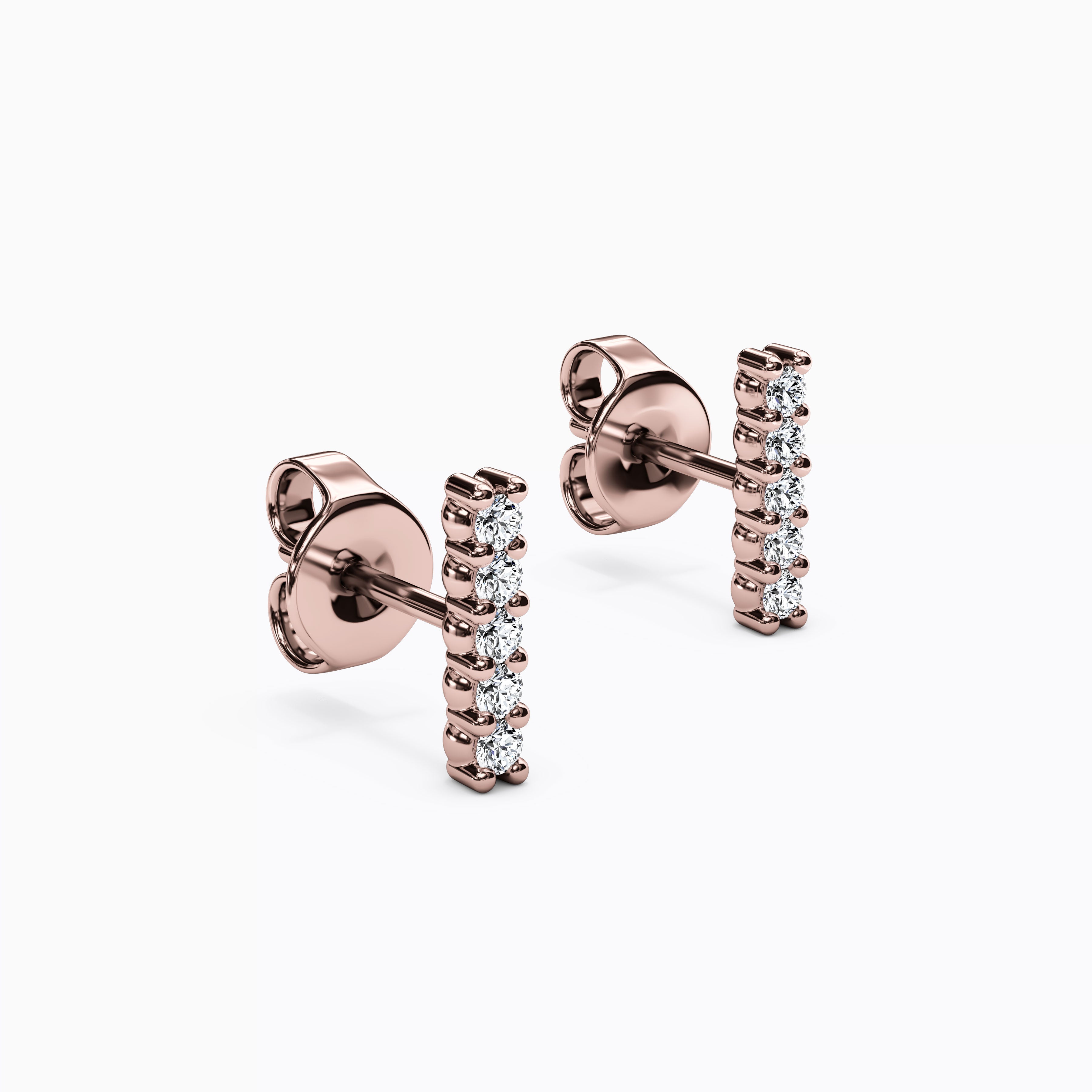 Boucles d'oreilles pendantes en forme de barrette sertie de diamants | Or 14 carats