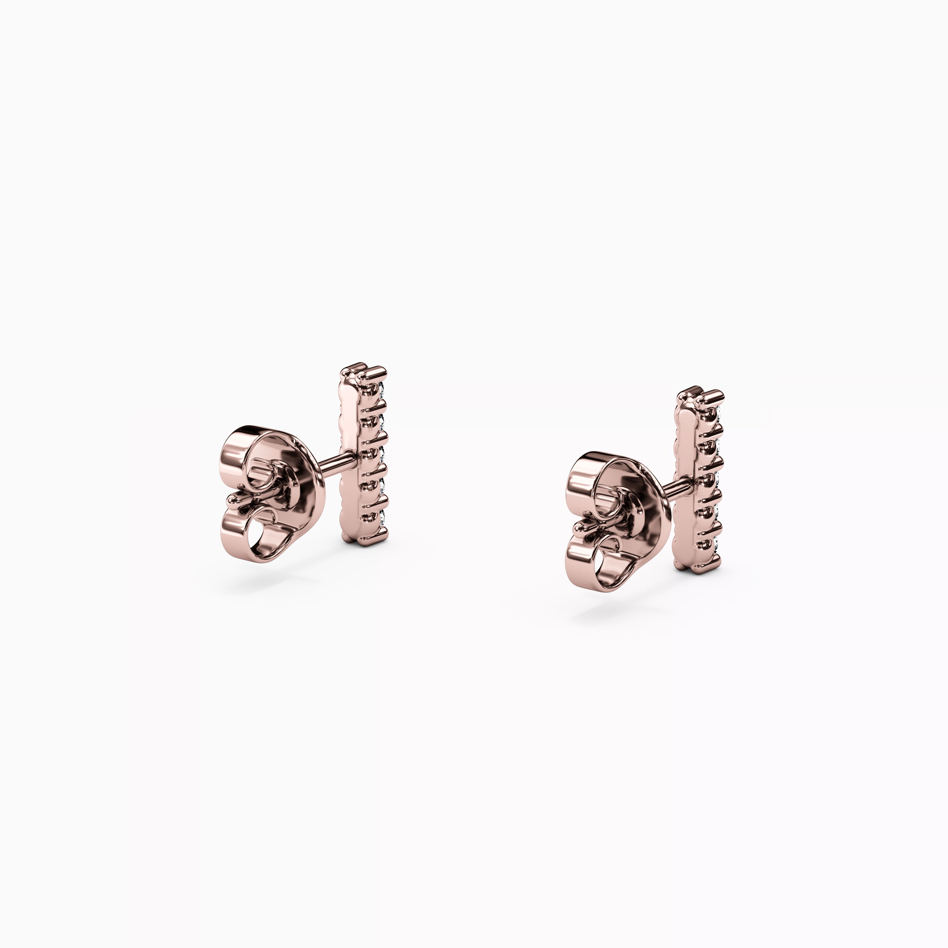 Boucles d'oreilles pendantes en forme de barrette sertie de diamants | Or 14 carats