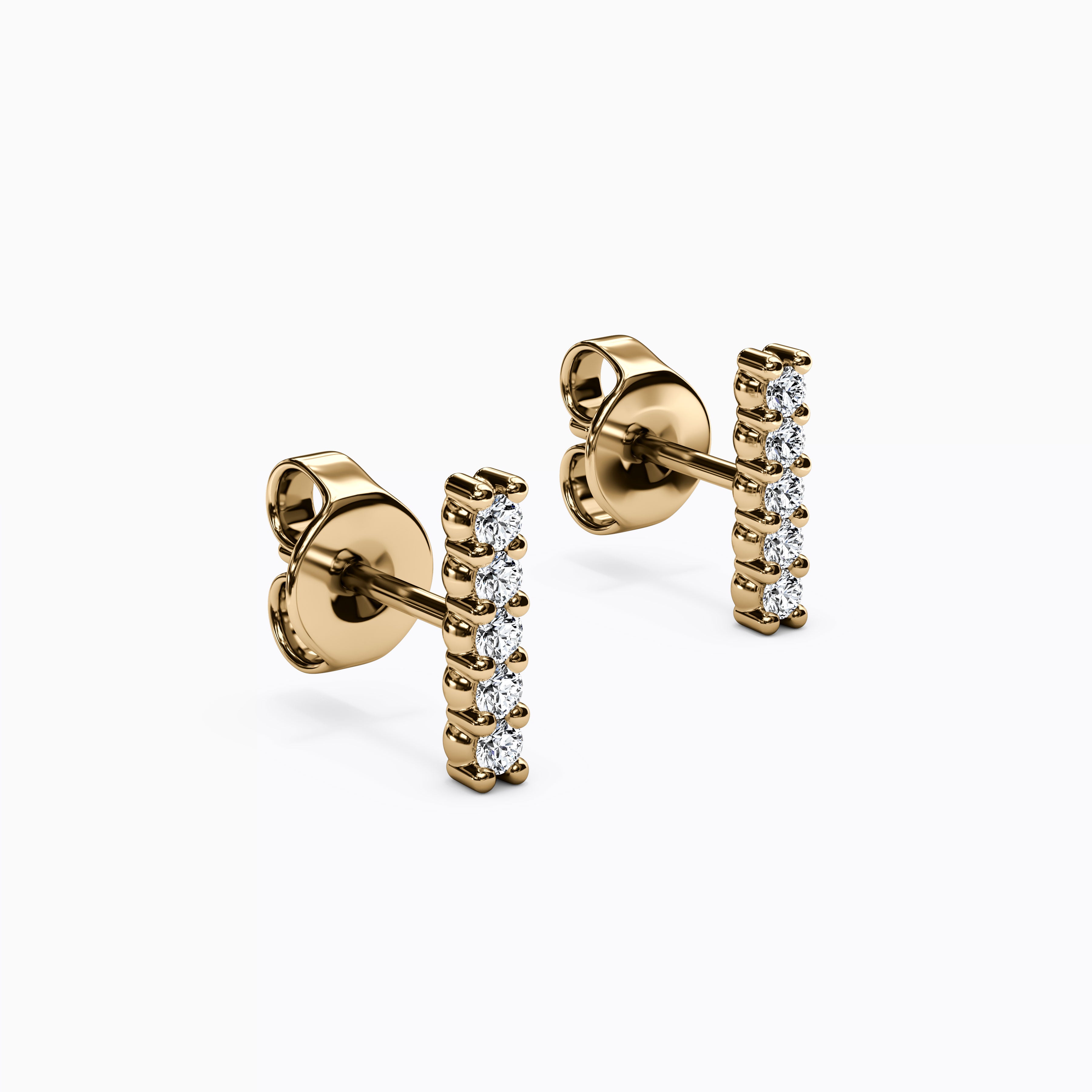 Boucles d'oreilles pendantes en forme de barrette sertie de diamants | Or 14 carats