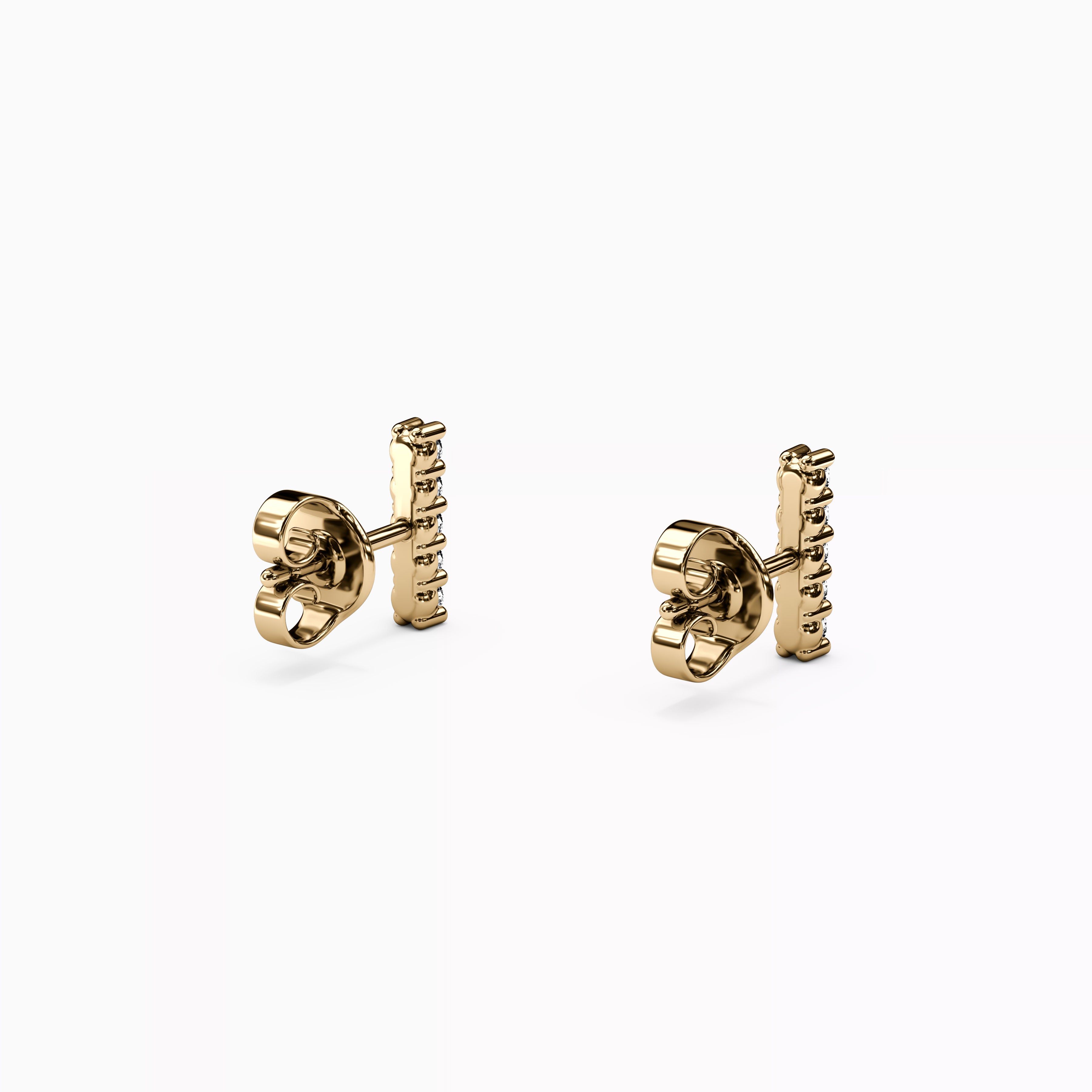 Boucles d'oreilles pendantes en forme de barrette sertie de diamants | Or 14 carats