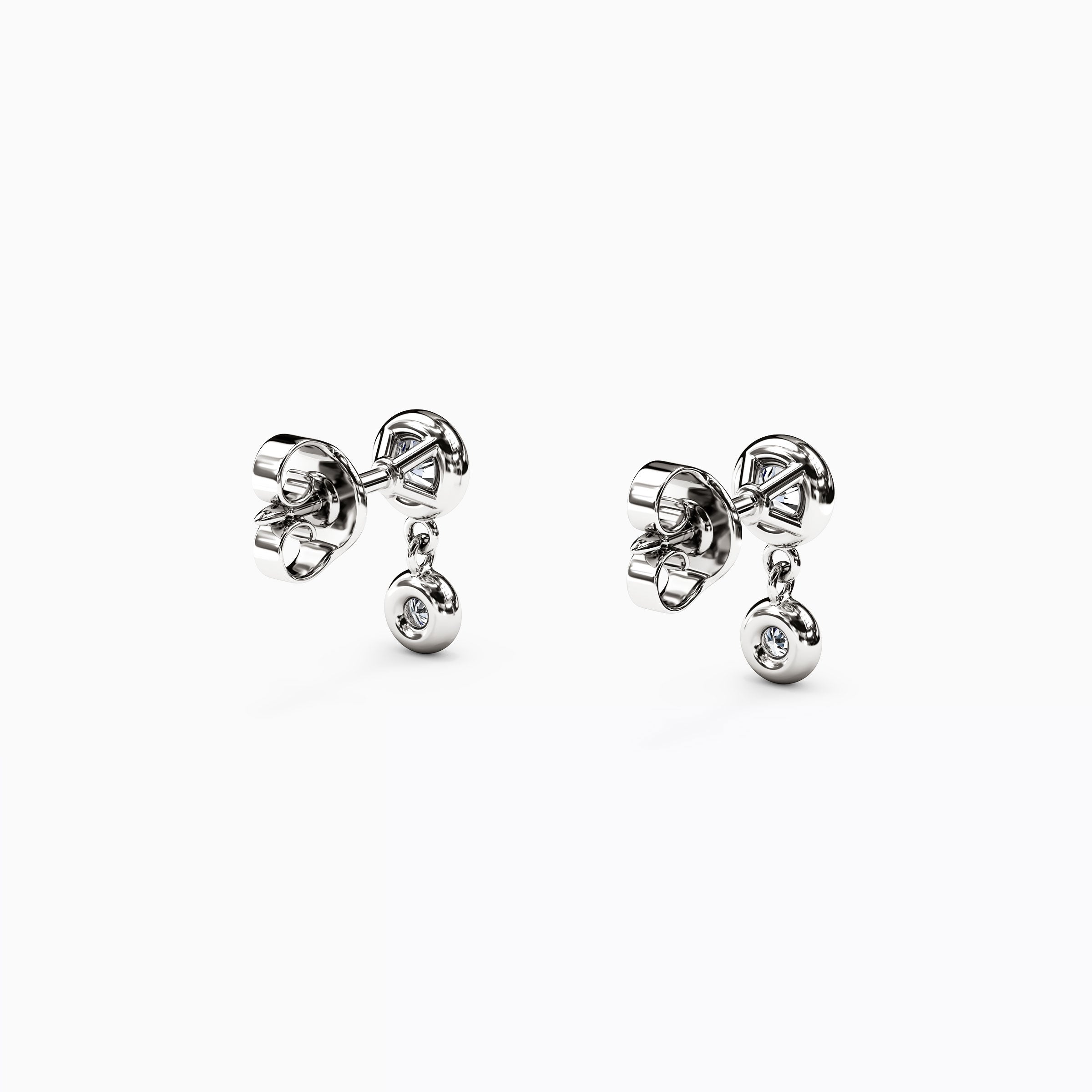 Diamond Bezel Mini Drop Earrings |14K Gold