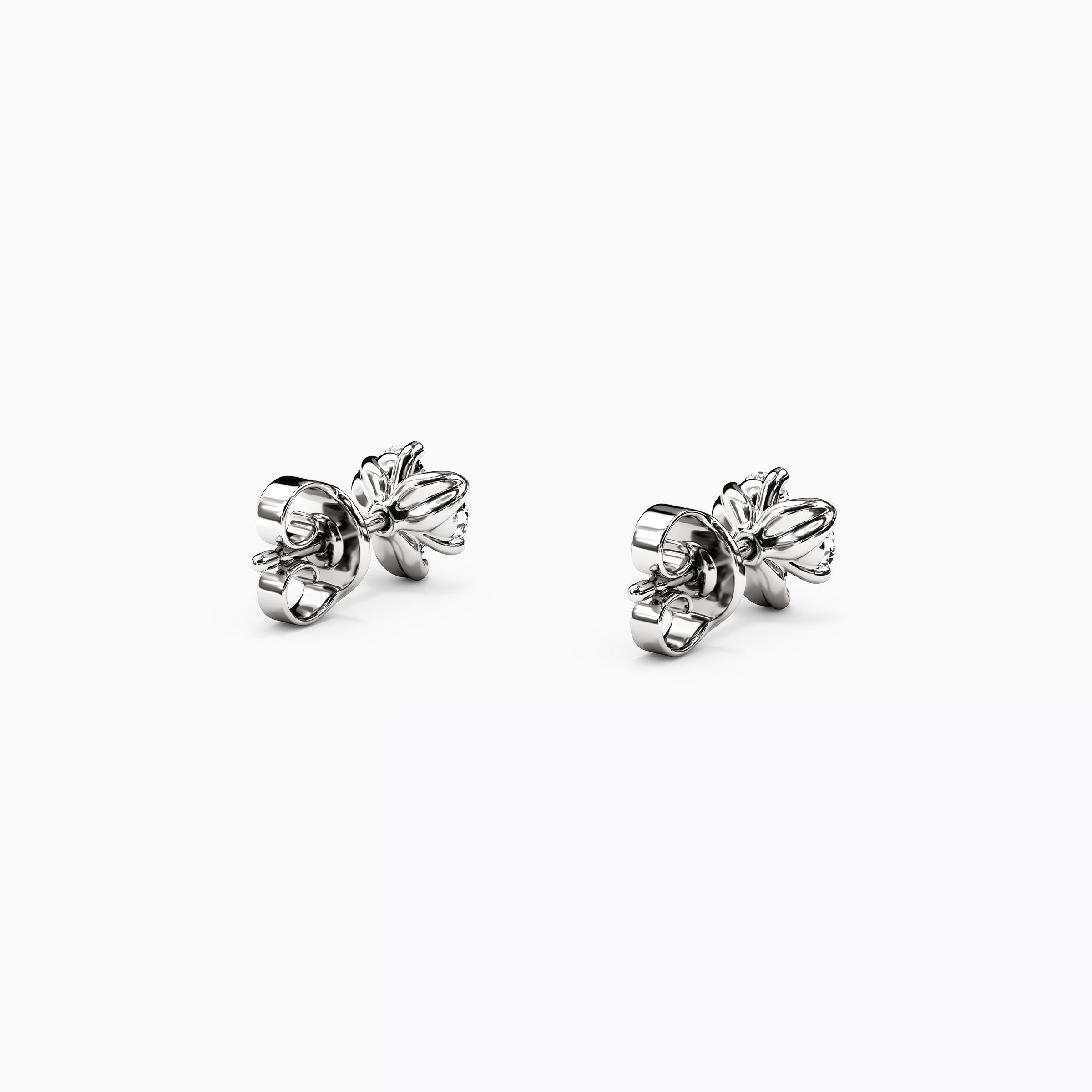Diamond Mini Lotus Stud Earrings | 14K Gold