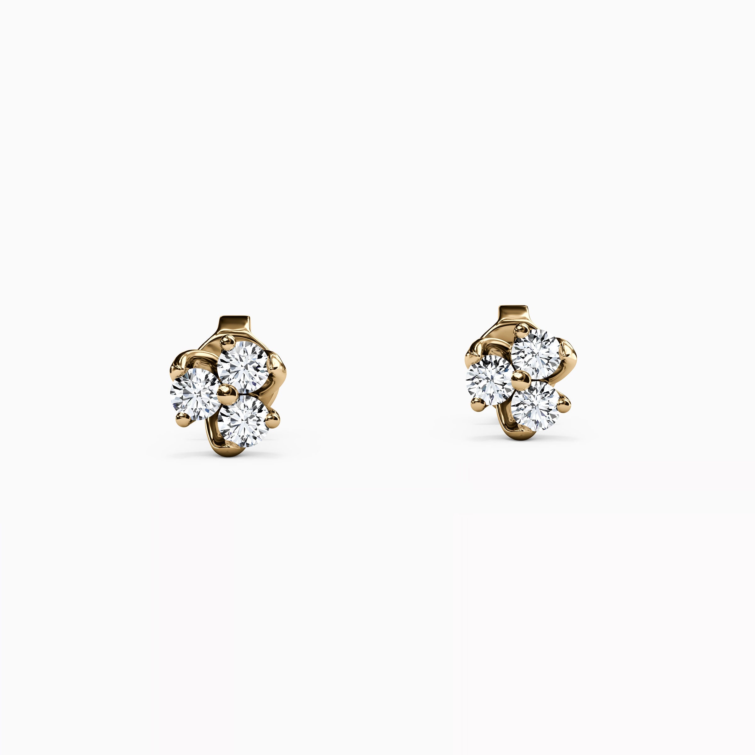 Diamond Mini Lotus Stud Earrings | 14K Gold