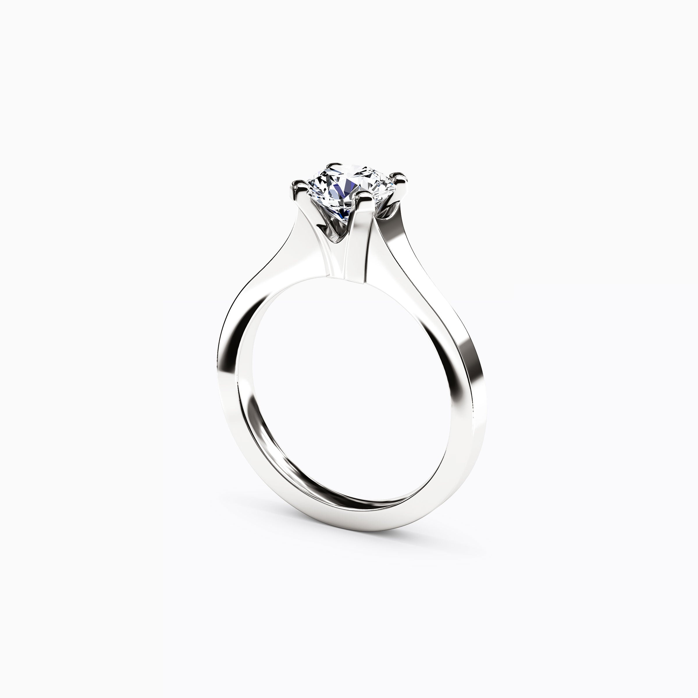 Solitaire Diamond Tapered Engagement ring in Platinum