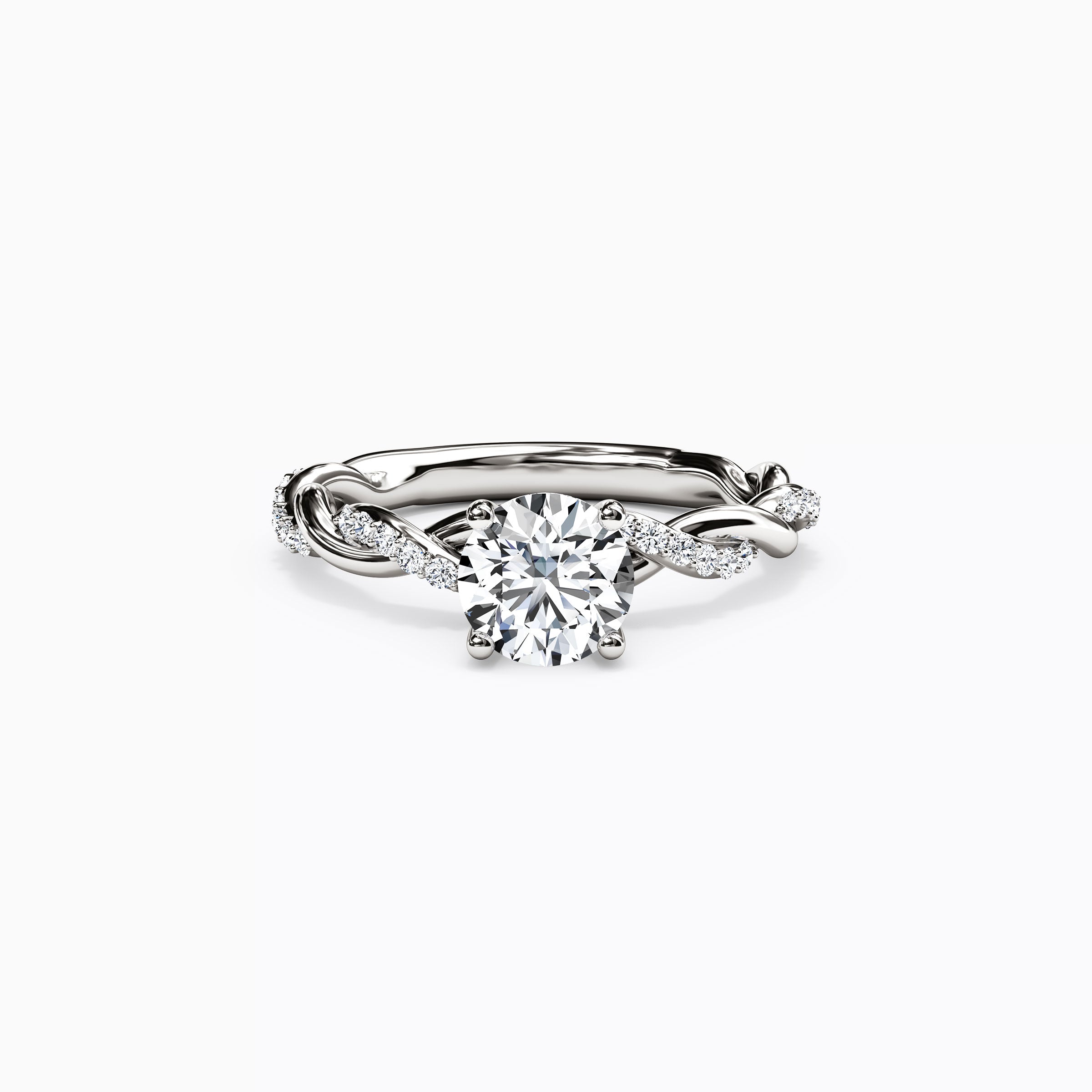 Midnight Sparkle Florentine Twist Engagement Ring in Platinum