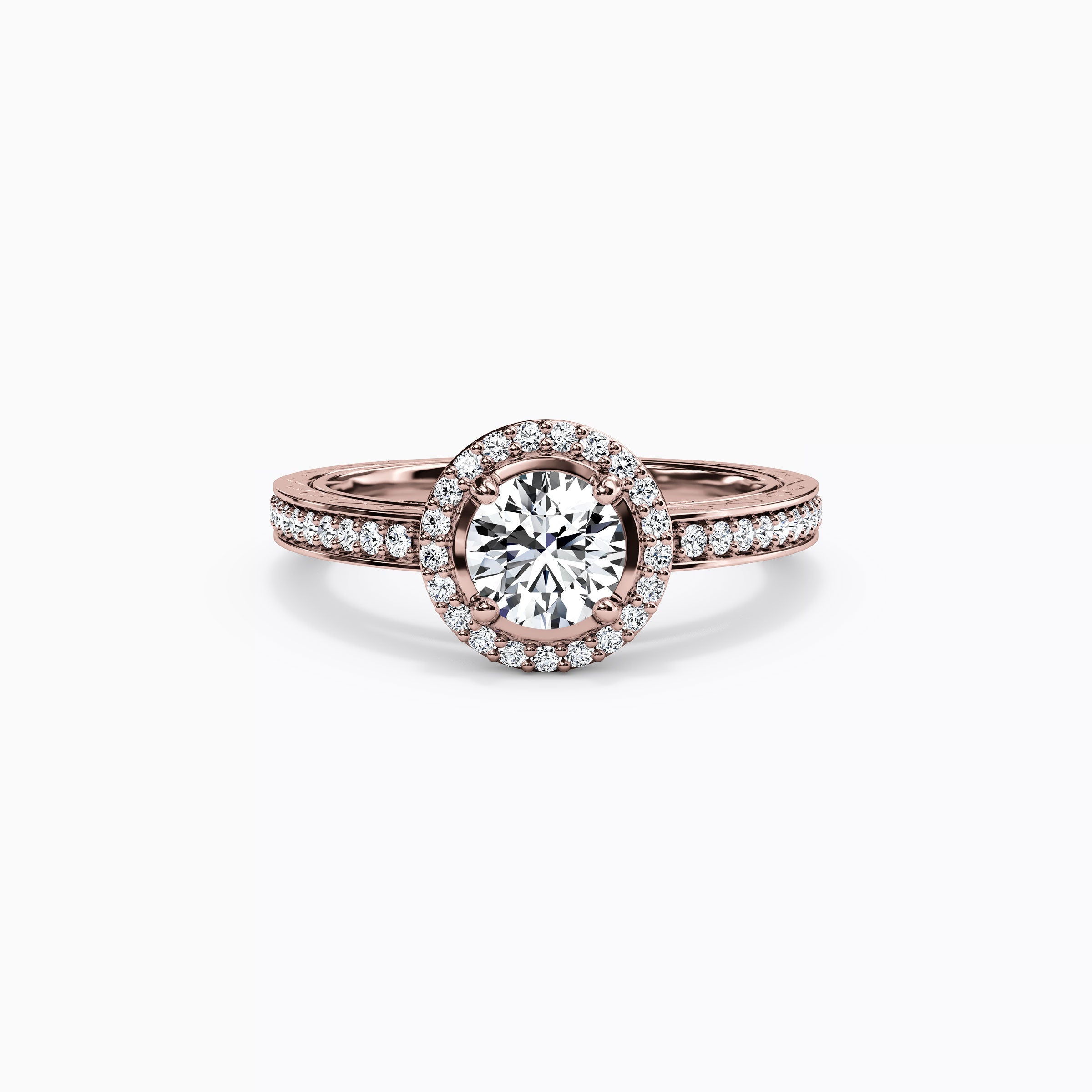 Bague de fiançailles Halo Pavé en or 18 carats