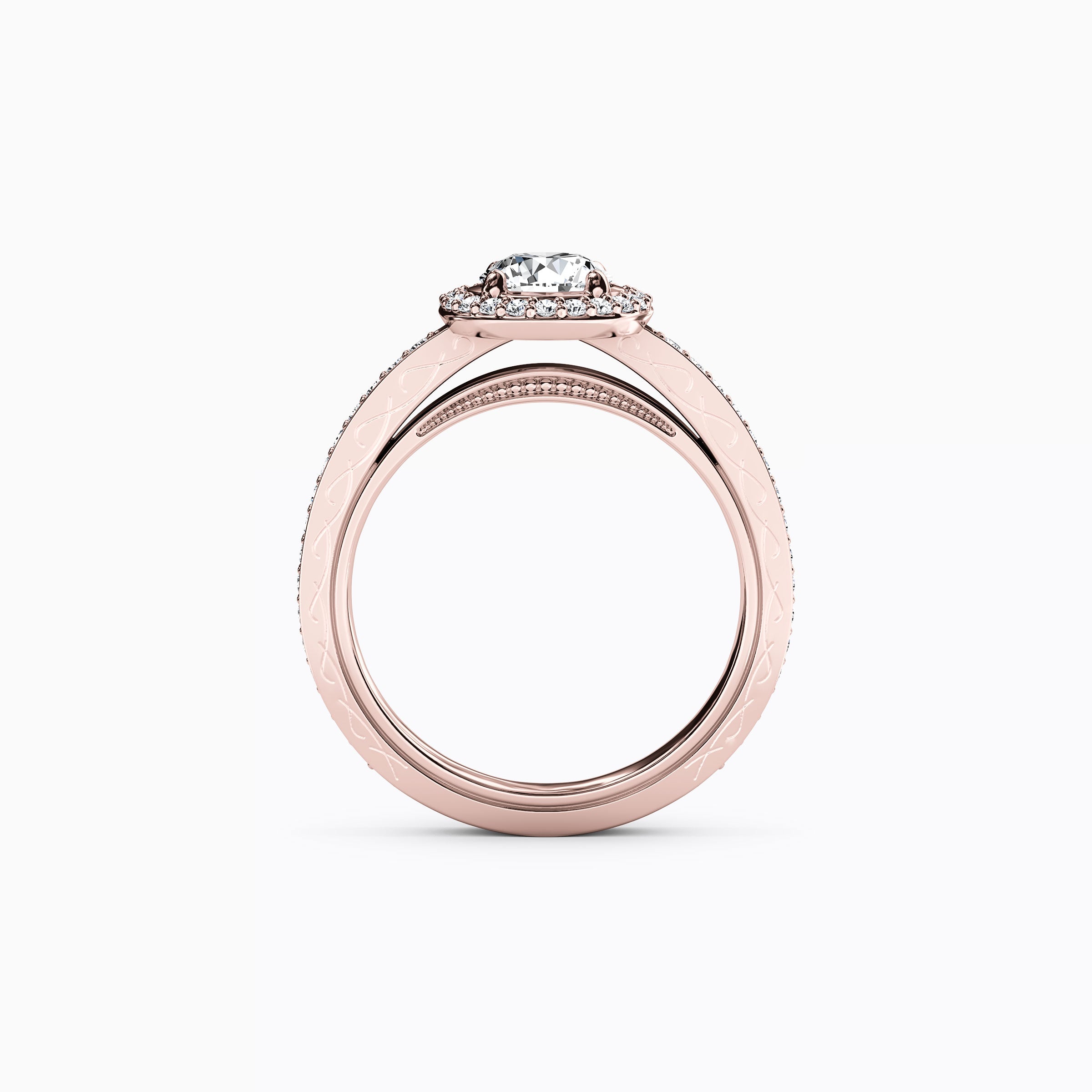 Bague de fiançailles Halo Pavé en or 18 carats