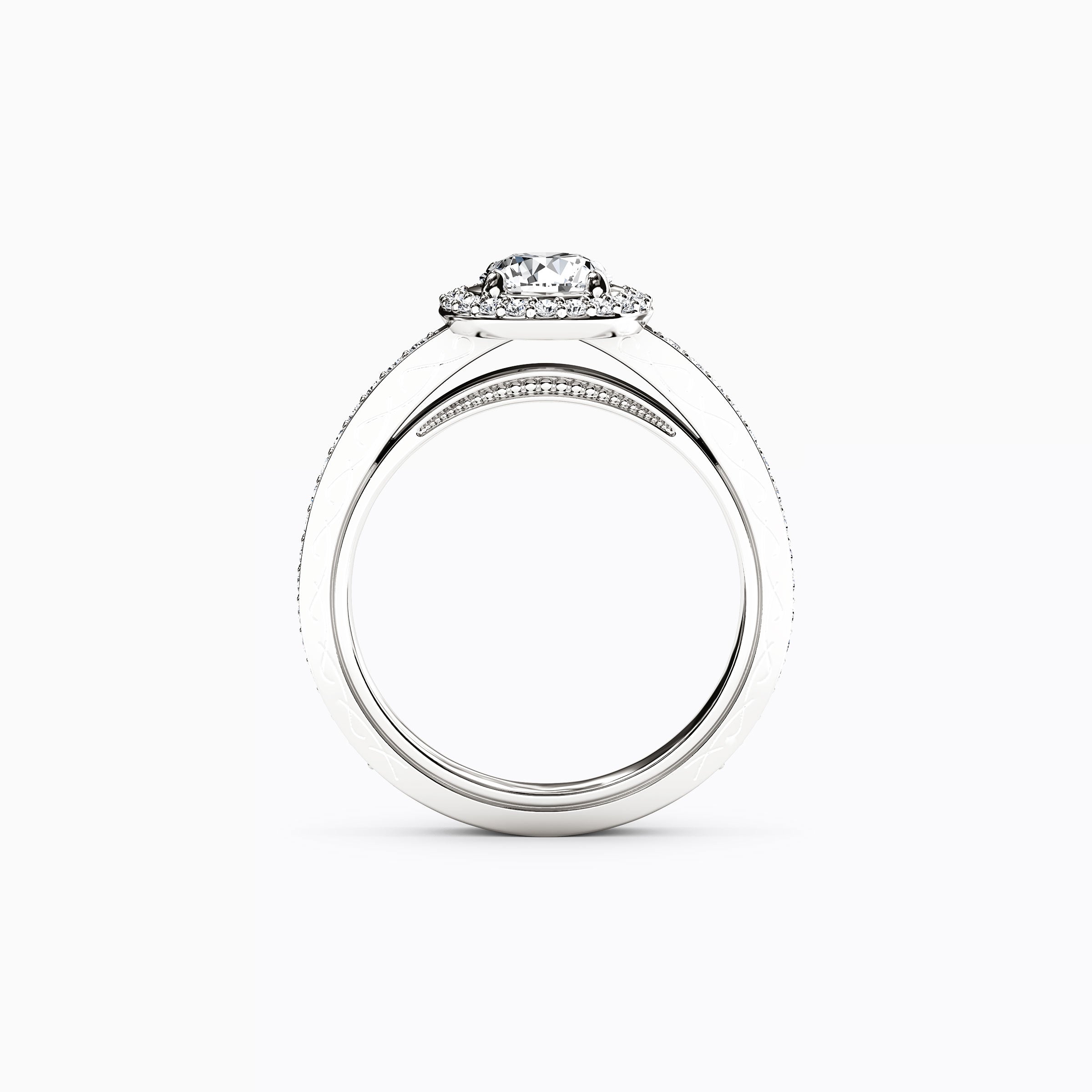 Bague de fiançailles Halo Pavé en or 18 carats