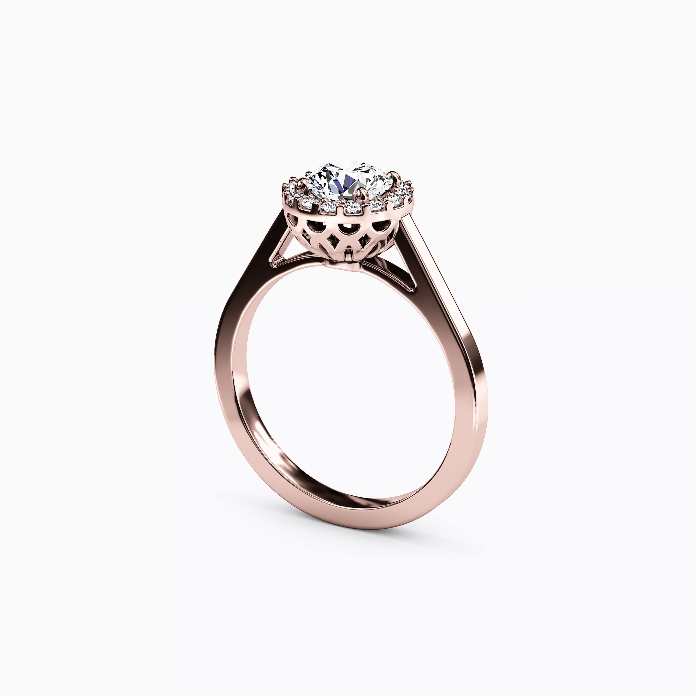 Bague de fiançailles Halo Pierced Gallery en or 18 carats