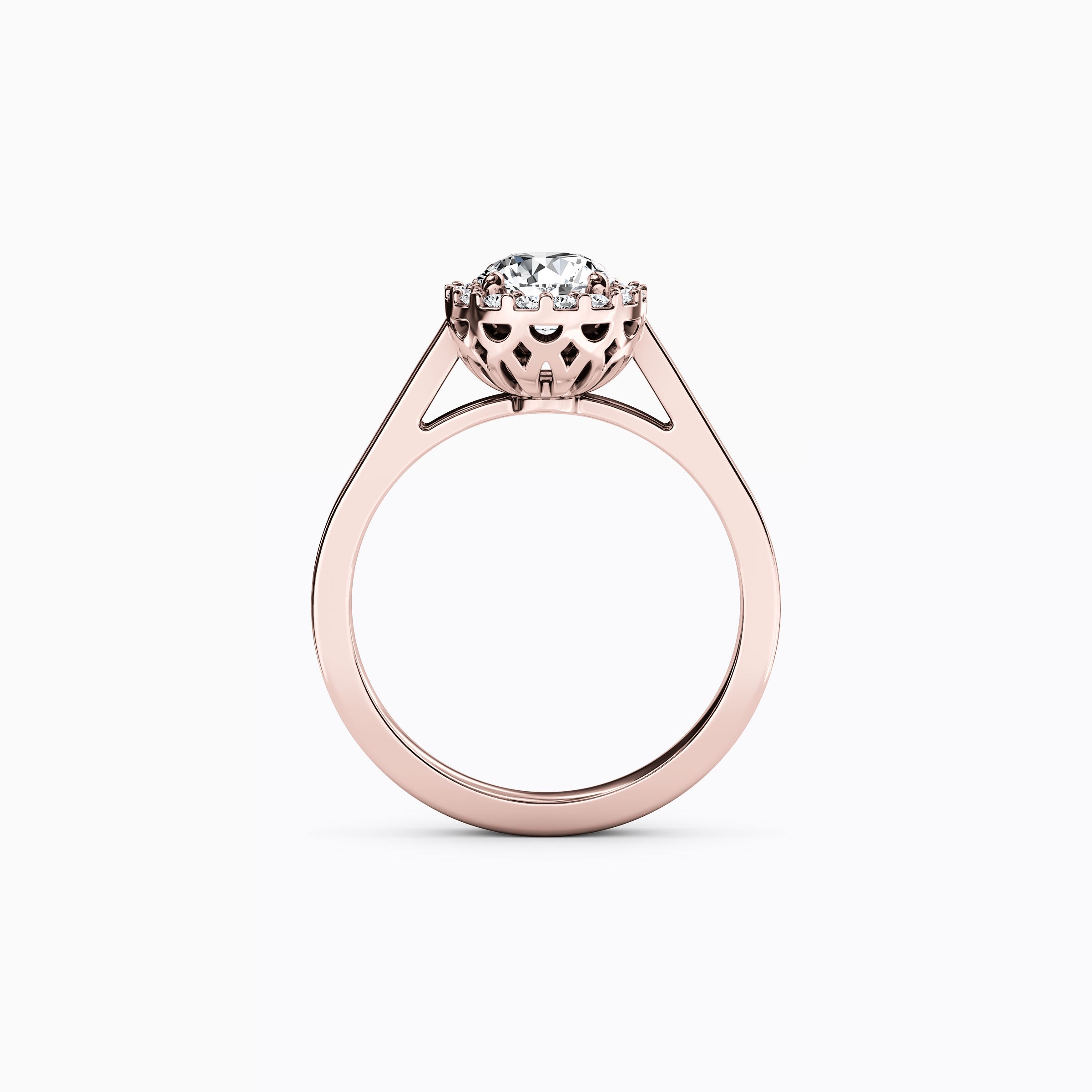 Bague de fiançailles Halo Pierced Gallery en or 18 carats