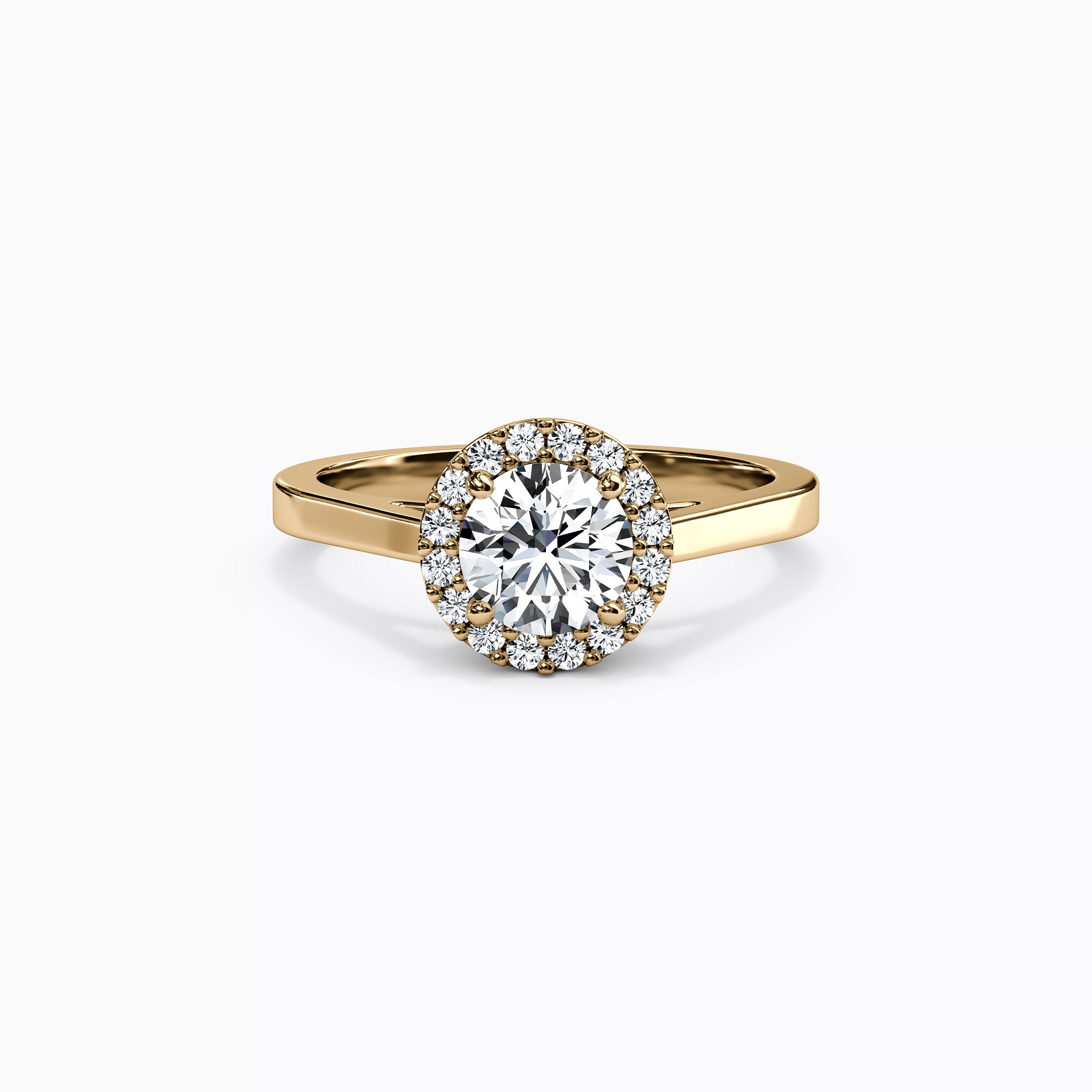 Bague de fiançailles Halo Pierced Gallery en or 18 carats
