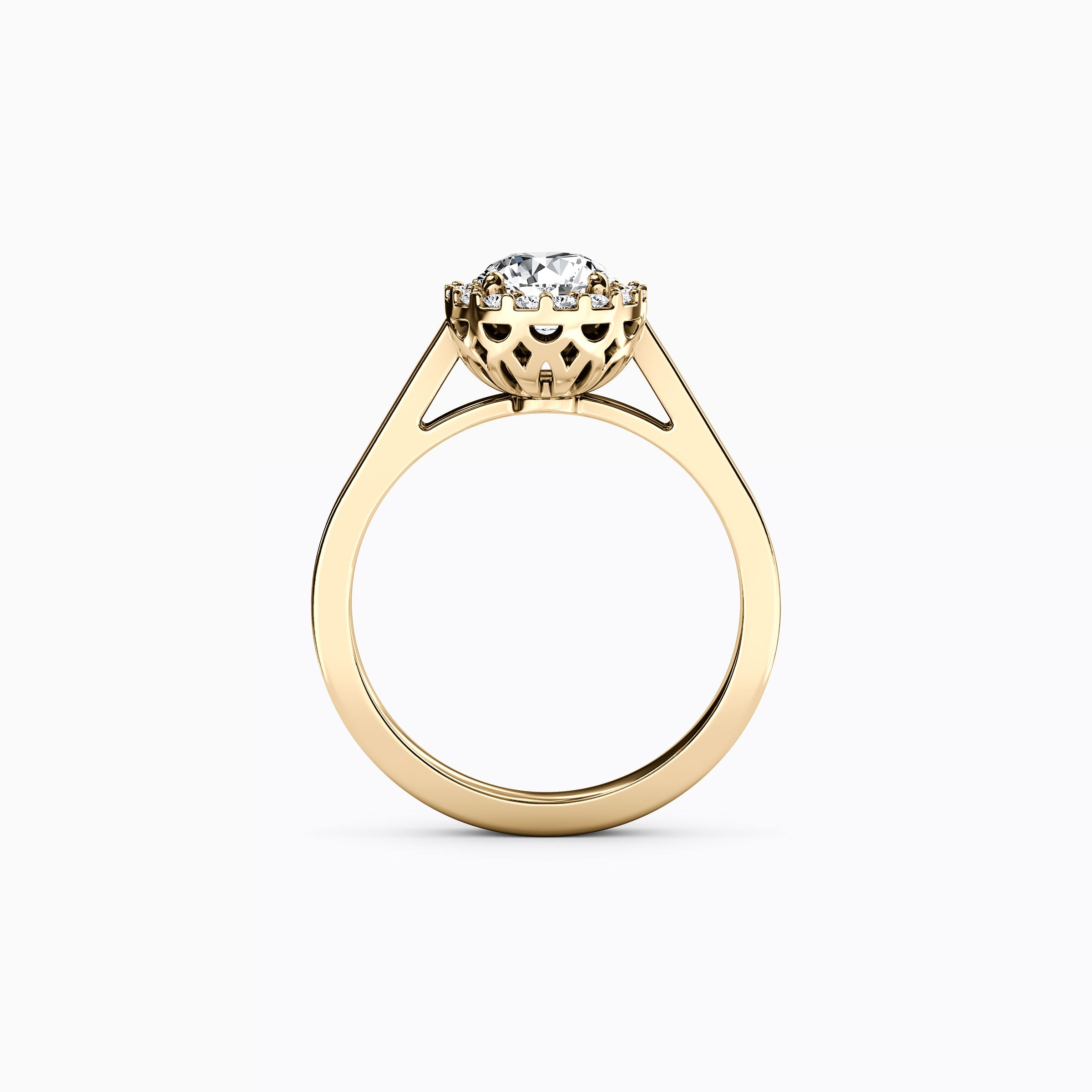 Bague de fiançailles Halo Pierced Gallery en or 18 carats