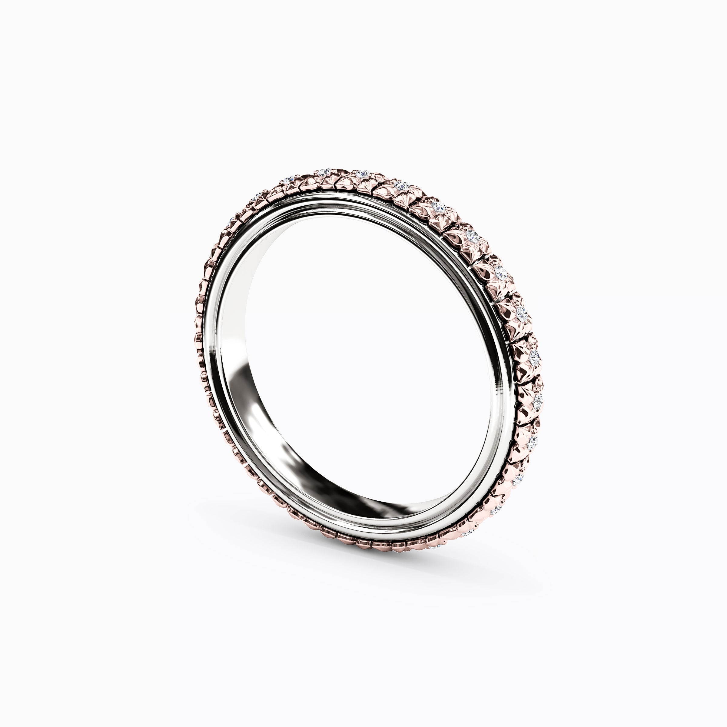 Diamond Two-Tone Fleur Wedding Band in 14K Gold