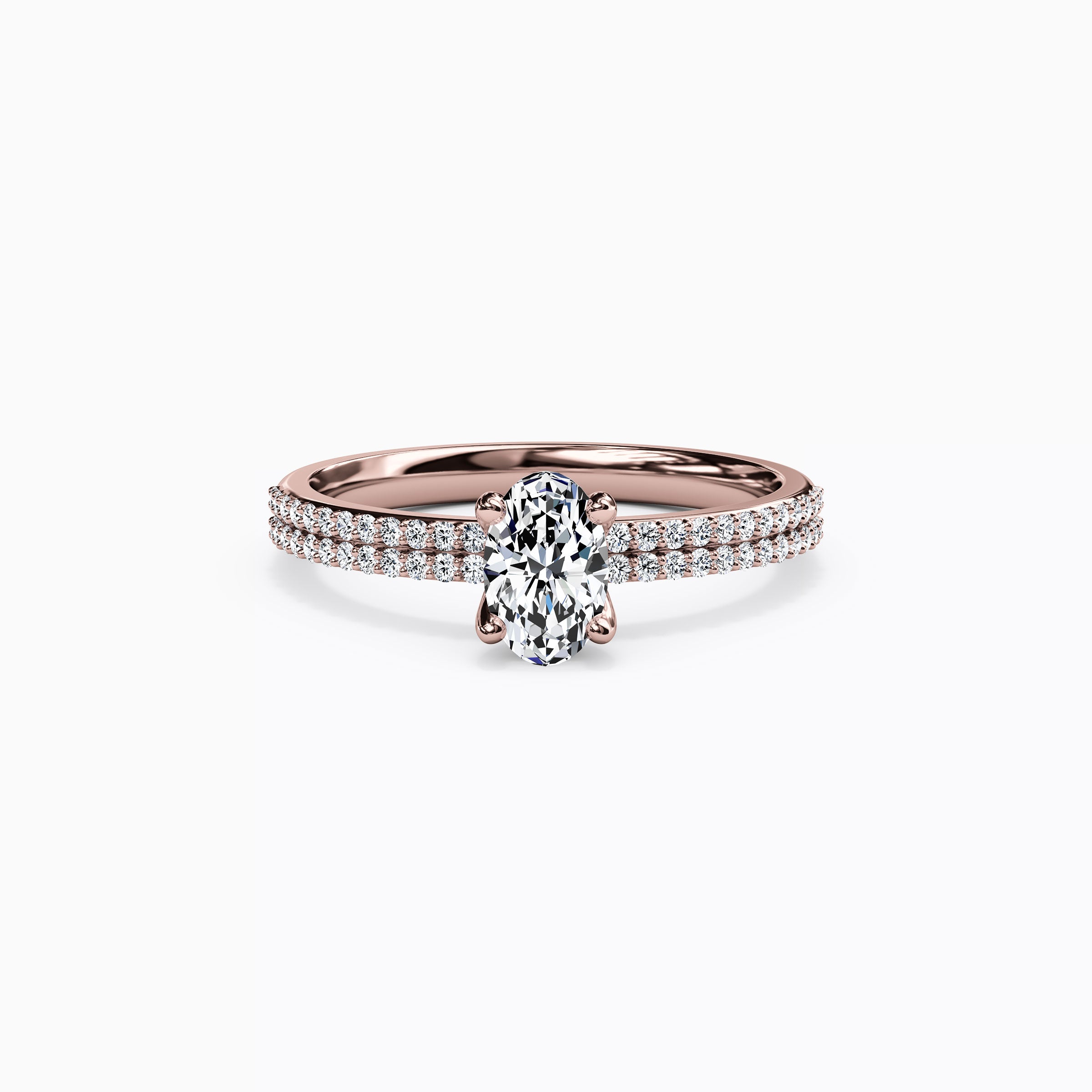 Midnight Sparkle Oval Double Row Engagement Ring in 18K Gold